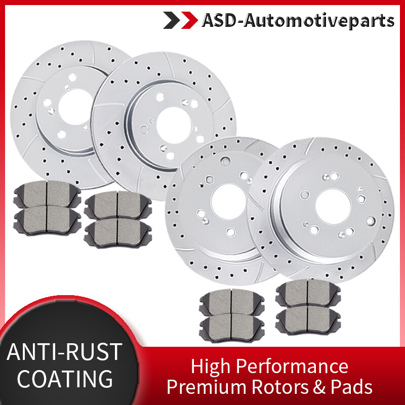Front Rear Drilled Rotors Discs Brake Pads Brakes for 2005-10 Honda Odyssey Kits