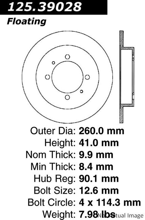 Centric Rear Disc Brake Rotor for S40, Space Star, V40 (125.39028)