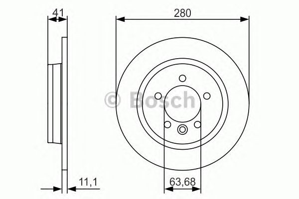 Bosch Brake Disc Rear Diameter 280mm 63.6mm Solid 11mm 0986479691