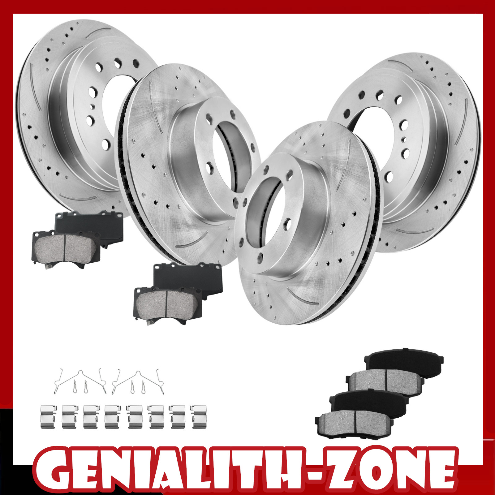 Front & Rear Disc Brake Rotors +Brake Pads for 2001-07 Toyota Sequoia Brake Kit