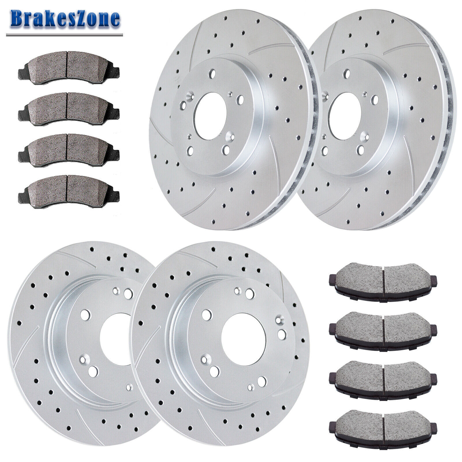 282mm Front & 260mm Rear Brake Rotors Pads fit for Honda Accord 2.4L Drilled