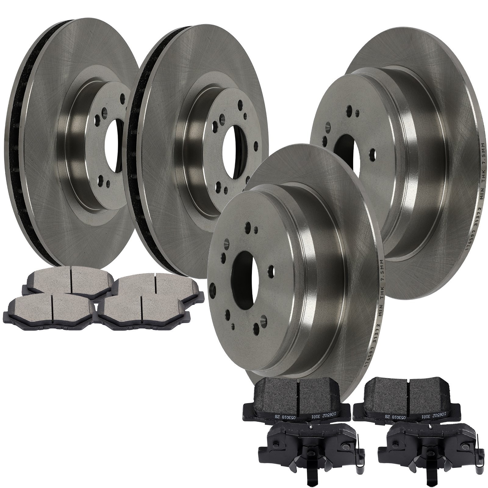 5 Lugs Front And Rear Brake Rotors Discs Brake Pads For HONDA CR-V 2005 – 2006