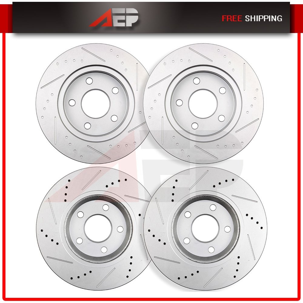 2x Front + 2x Rear Brake Drilled & Slotted Rotors For 2004-2012 Chevrolet Malibu