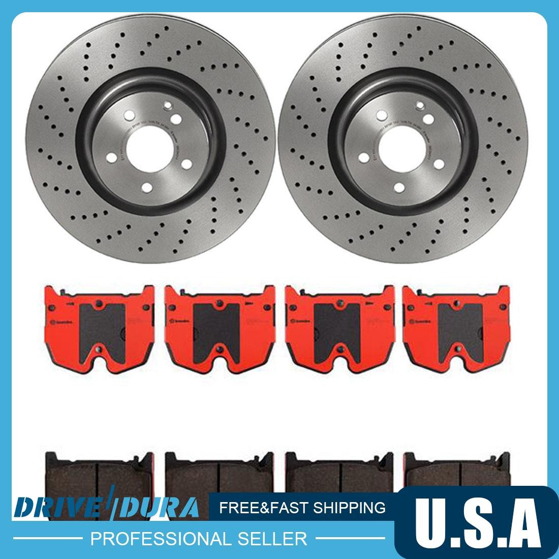 Brembo Front Disc Brake Rotors Ceramic Brake Pads for Mercedes-Benz CL55 AMG