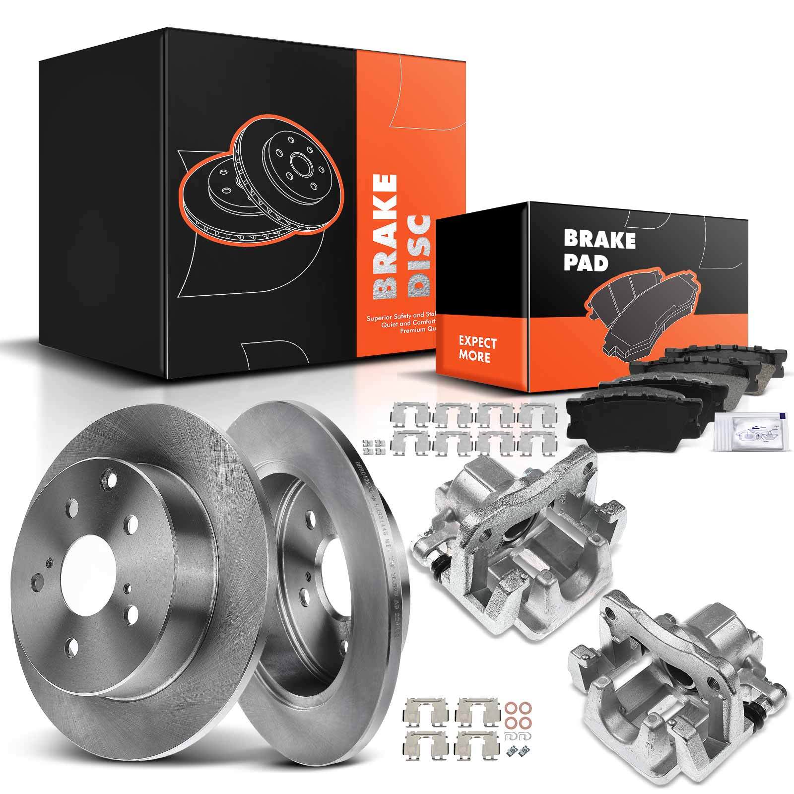 Rear Disc Brake Rotor & Ceramic Pads + Brake Calipers for Toyota RAV4 2012-2018