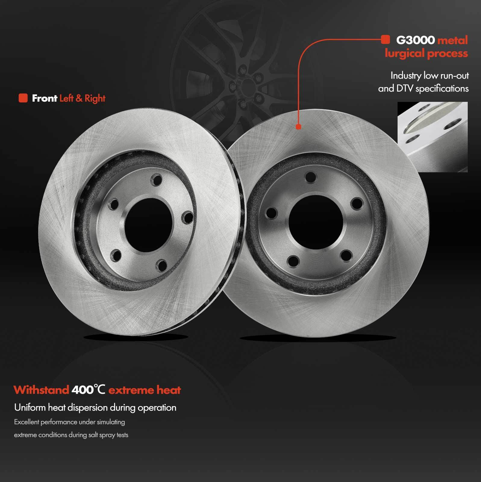 2x Front L & R Disc Brake Rotors for Dodge Caliber 07-12 Mitsubishi Lancer 08-17