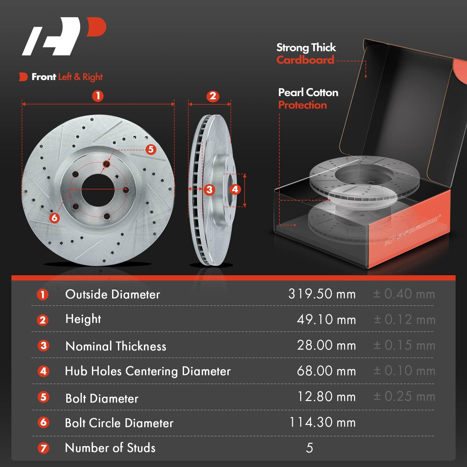 A-Premium Front & Rear Drilled Brake Rotors & Ceramic Pads for Nissan Murano V6