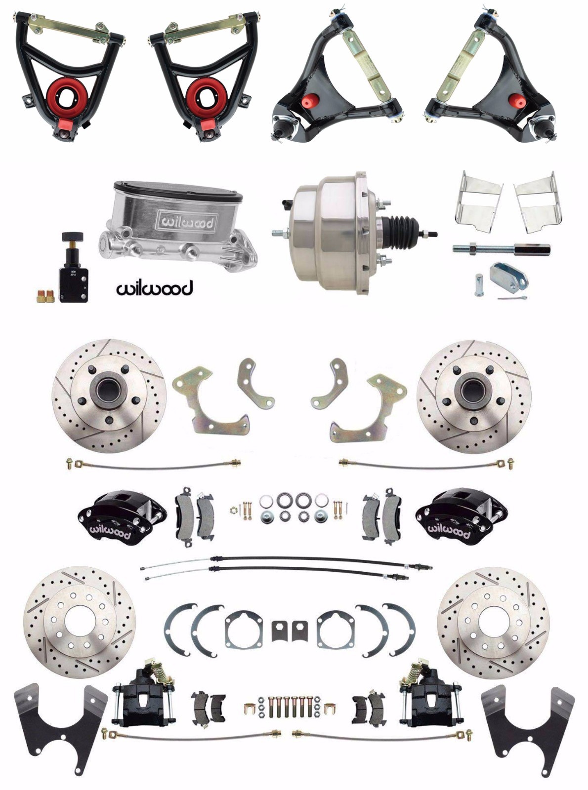 1955-57 Bel Air Biscayne Wilwood 2 Piston Component Disc Brake Kit Control Arms