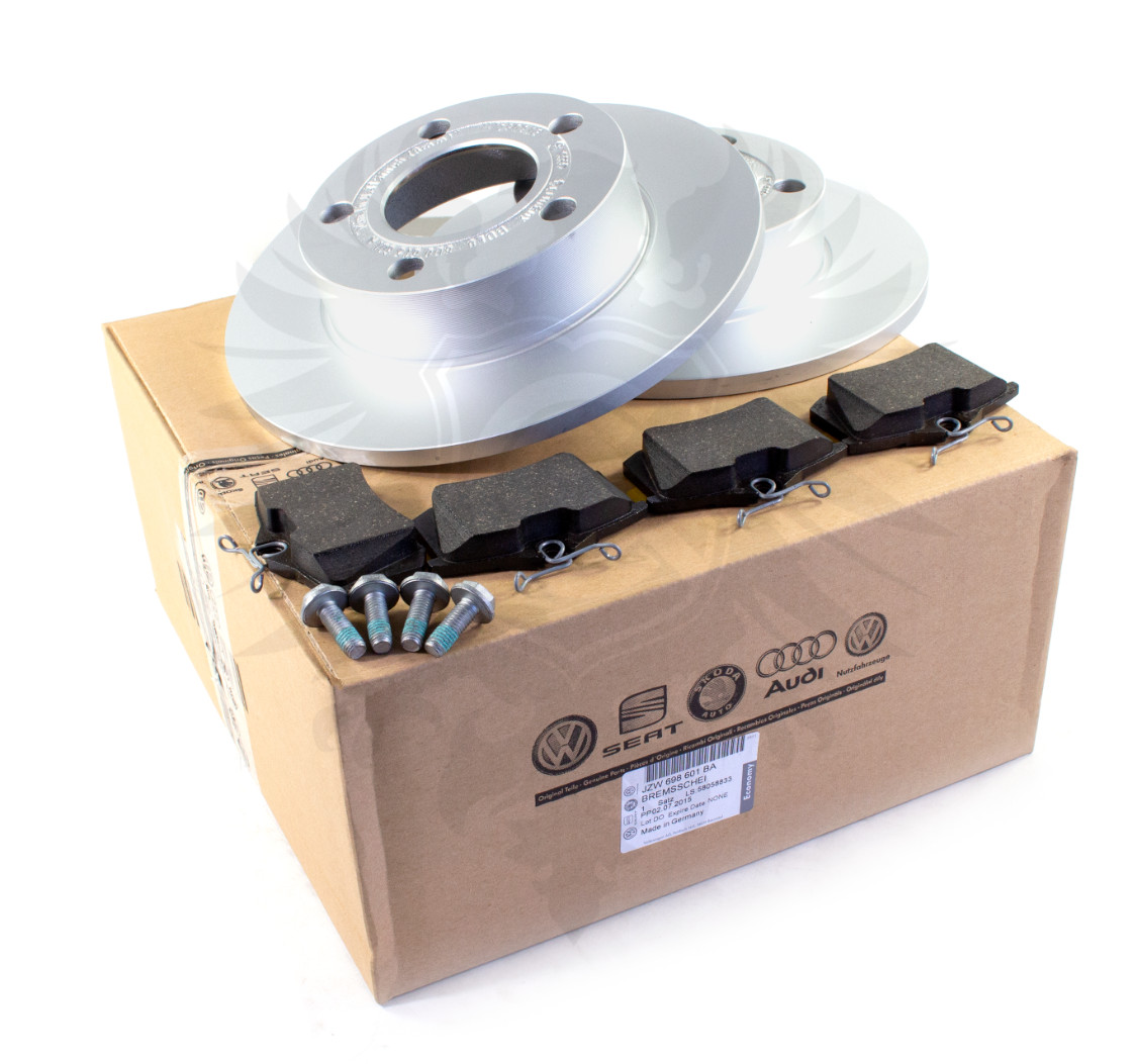 NEW Genuine VW Passat Audi A6 245mm Rear Brake Rotors Disc Pad Set 8D0615601A