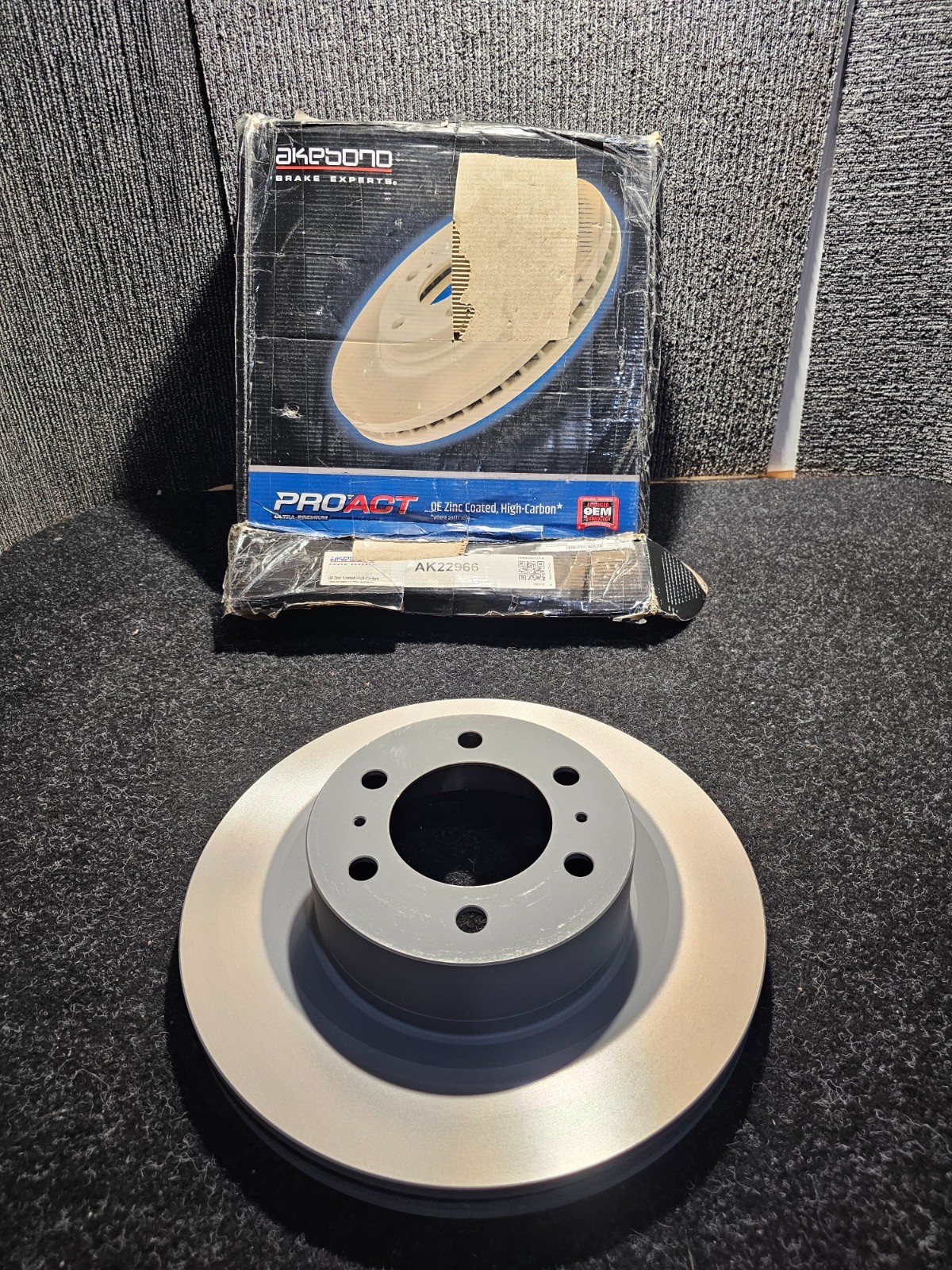 ProAct Akebono AK22966 Disc Brake Rotor Zinc Coated High Carbon