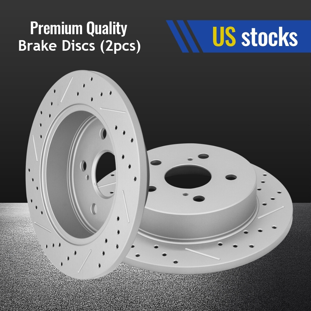 Rear Drilled Slotted Brake Rotors Pair 2 for Lexus HS250h 2006-2018 Toyota RAV4