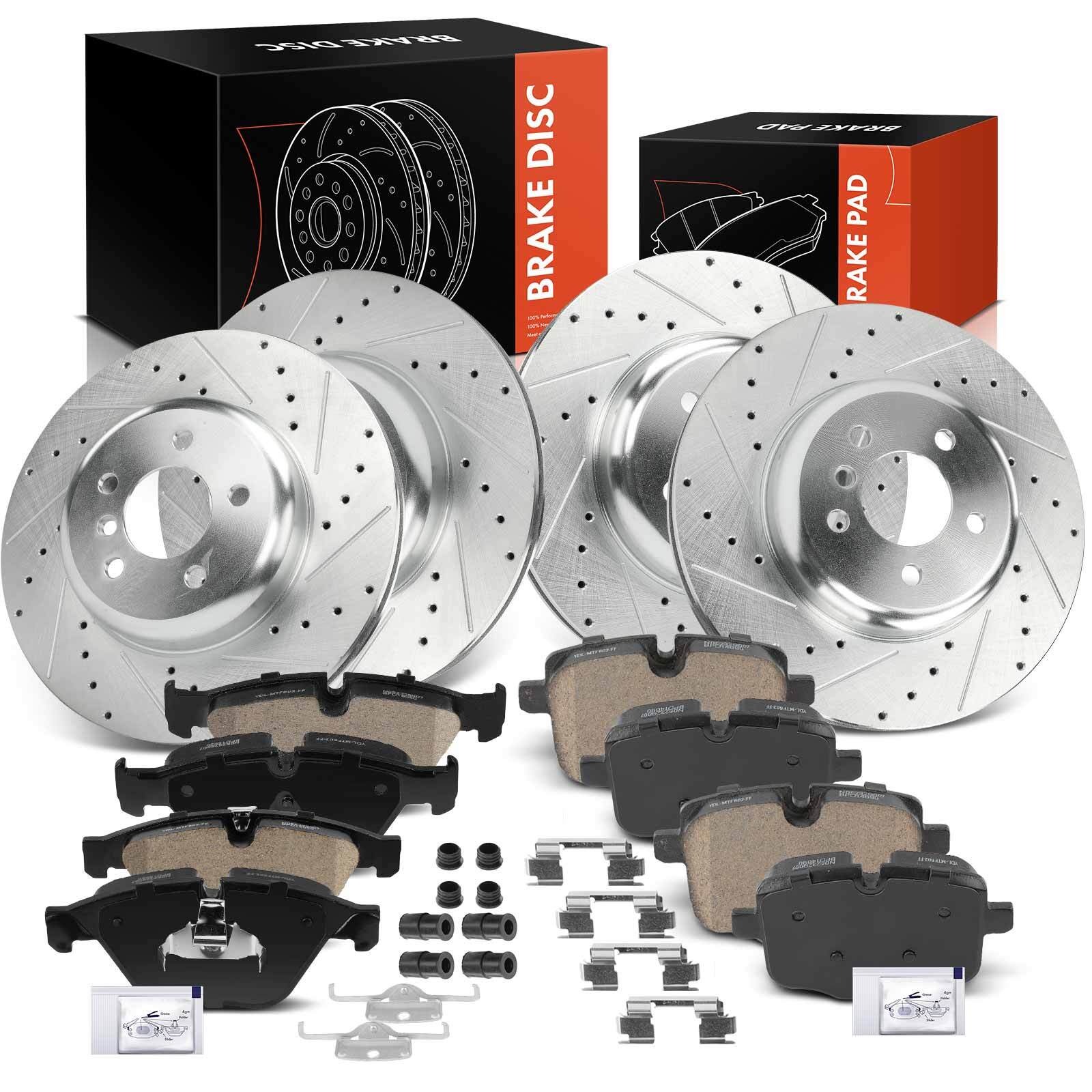 12xFront & Rear Drilled Brake Rotors & Brake Pads for BMW F06/10/12/13 535i 640i