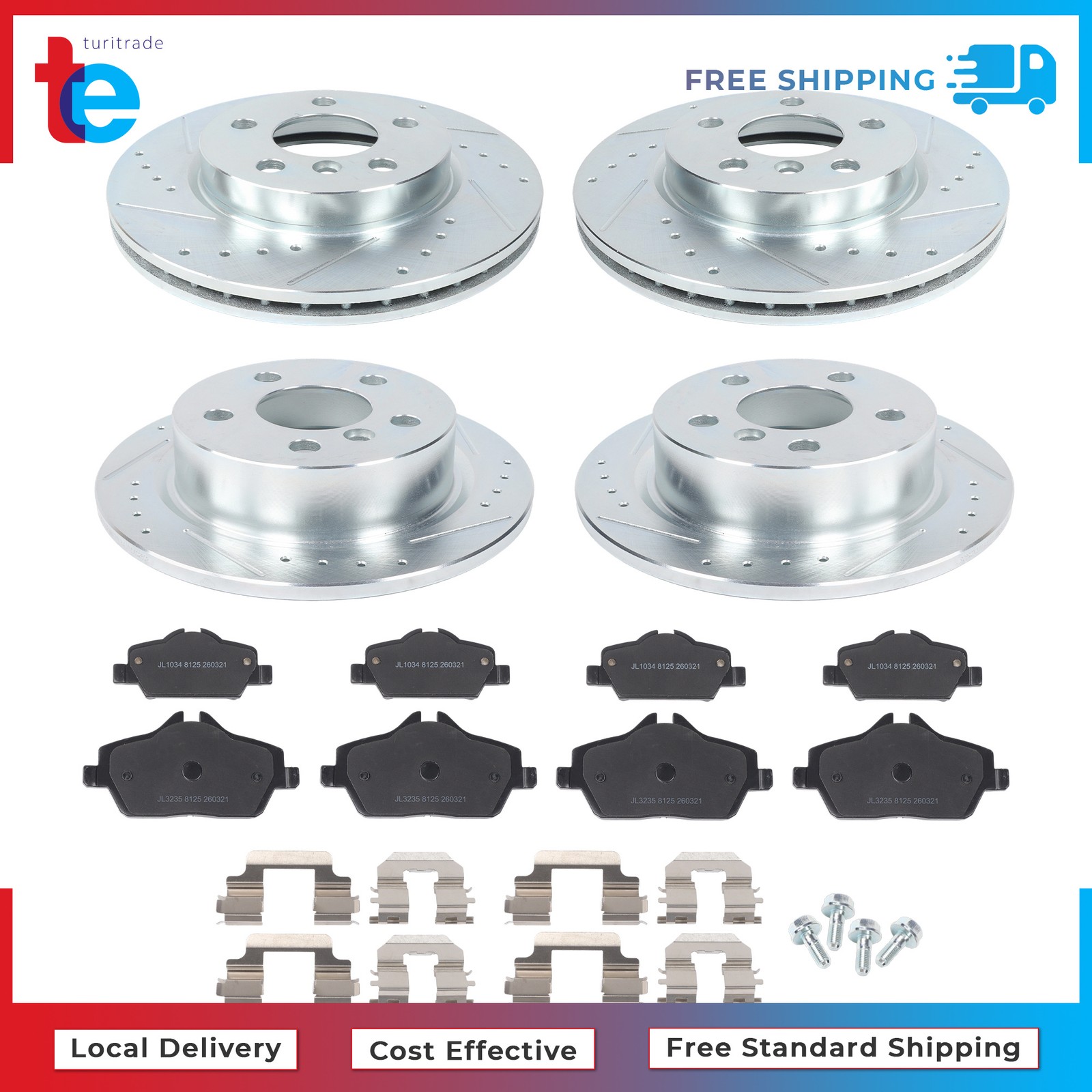 For Mini Cooper F56/ F57 2015-2016 Front & Rear Drilled Brake Rotor & Brake Pads