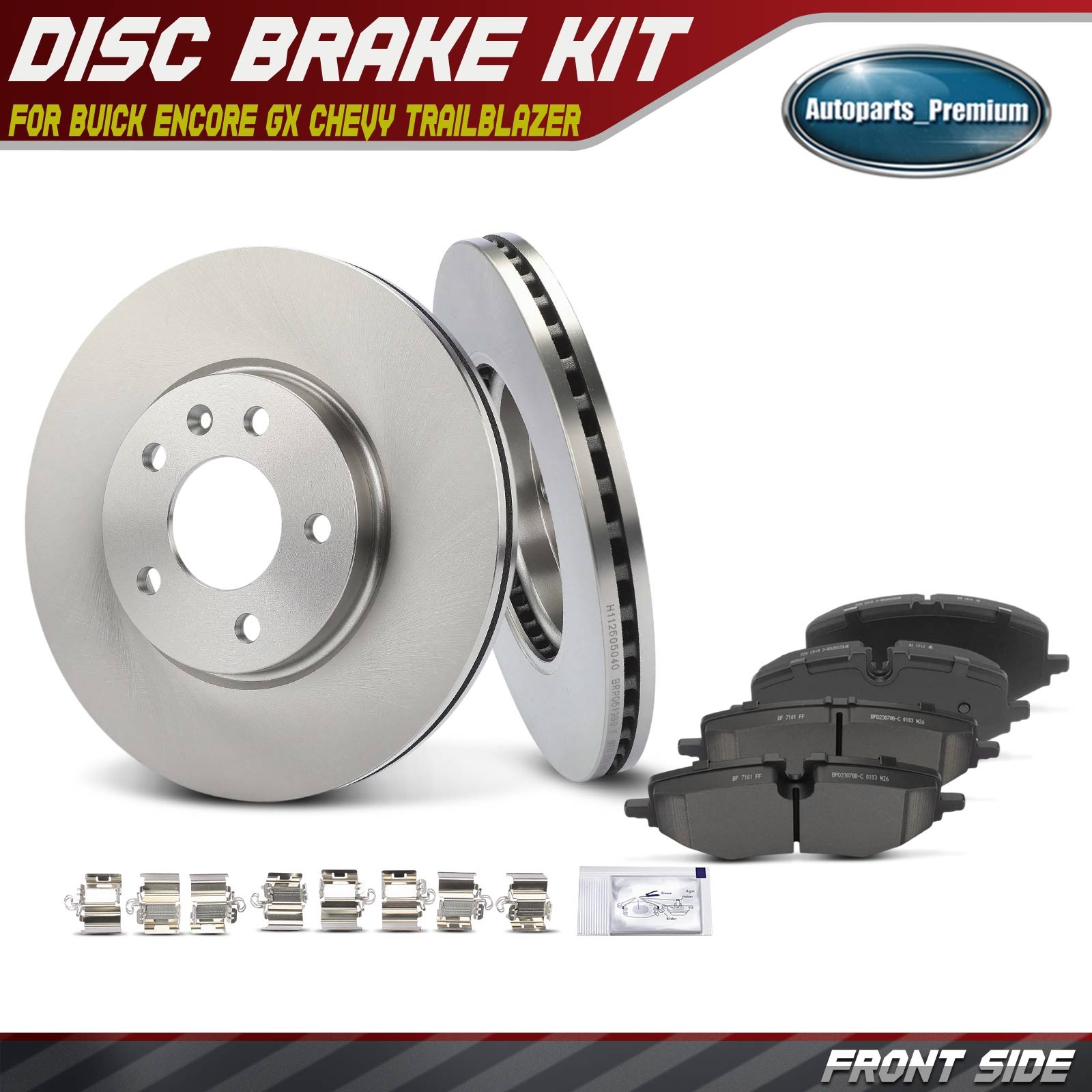 Front Disc Brake Rotor & Brake Pad for Buick Encore GX 20-23 Chevy Trailblazer