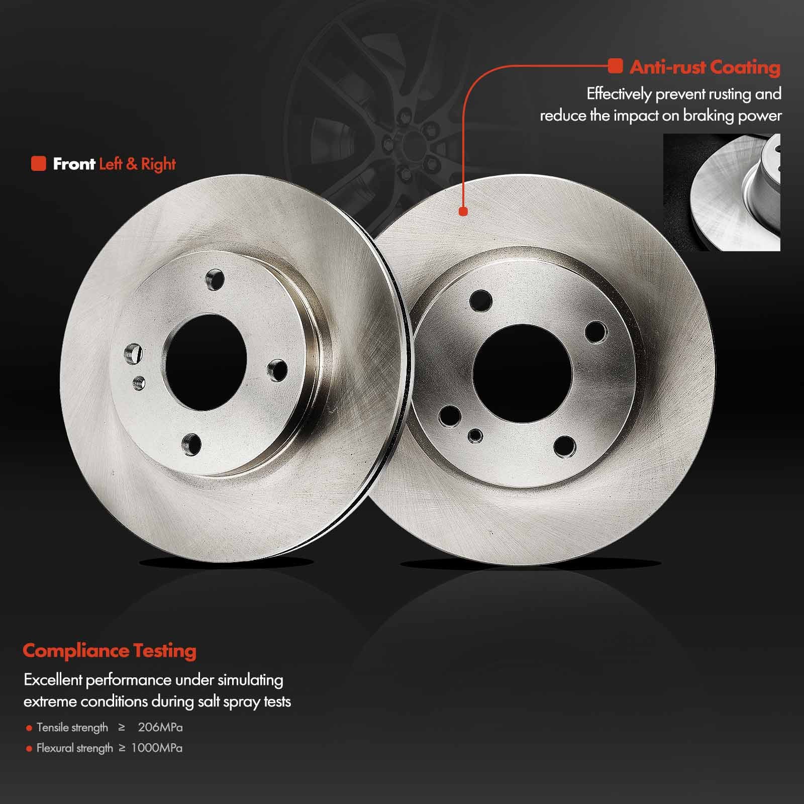 Front LH&RH Disc Brake Rotors & Ceramic Brake Pads for Ford Fiesta 2014-2019 ST