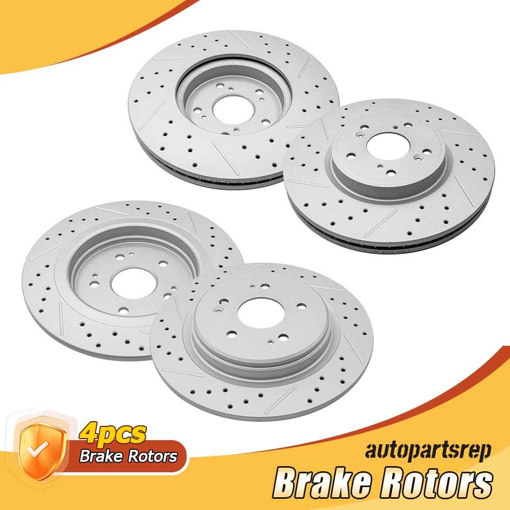 Front & Rear Drilled Disc Brake Rotors for 2017-2023 2024 2025 Honda CR-V Gas