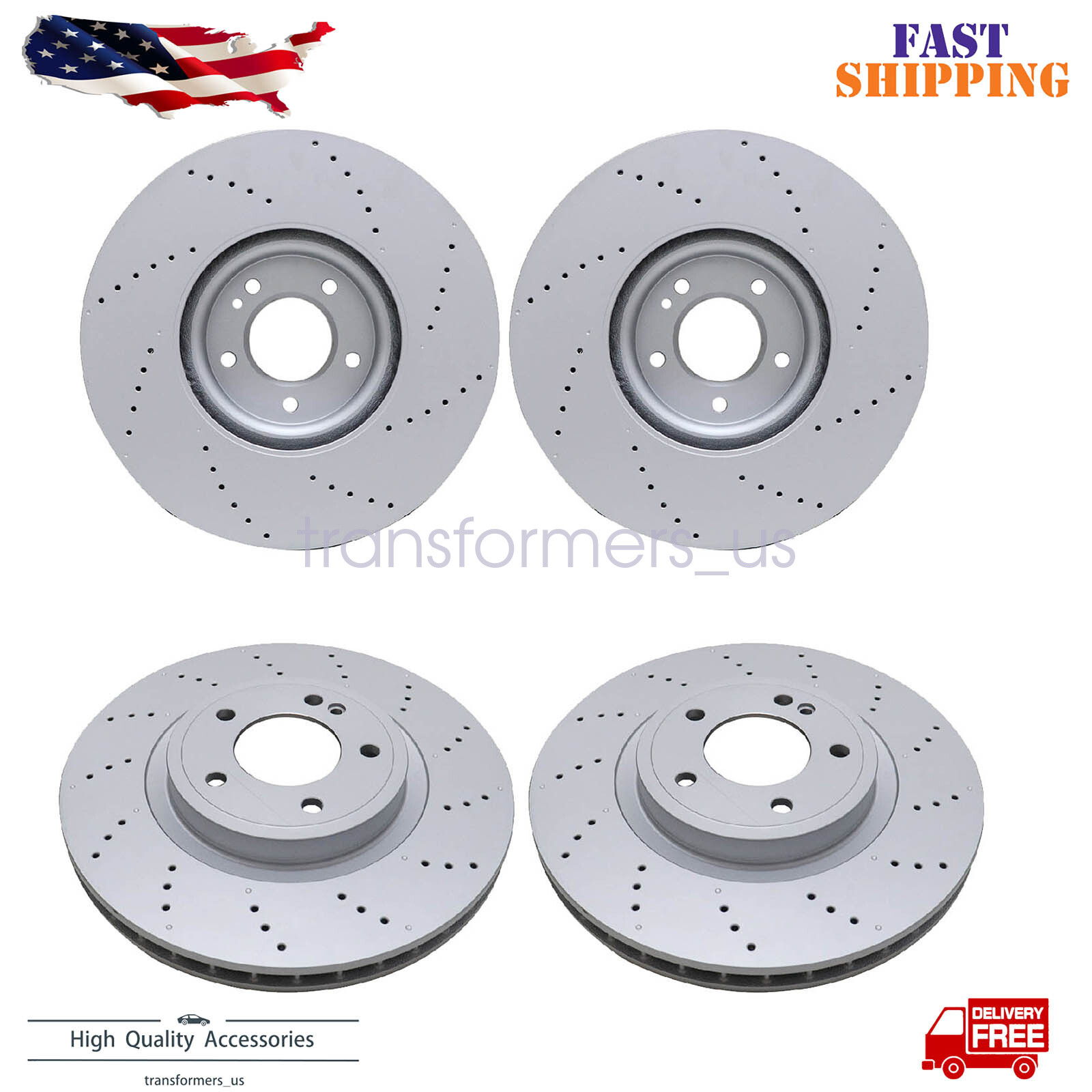 4X Front Rear Brake Discs Rotors for Mercedes Benz G63 463 19-23
