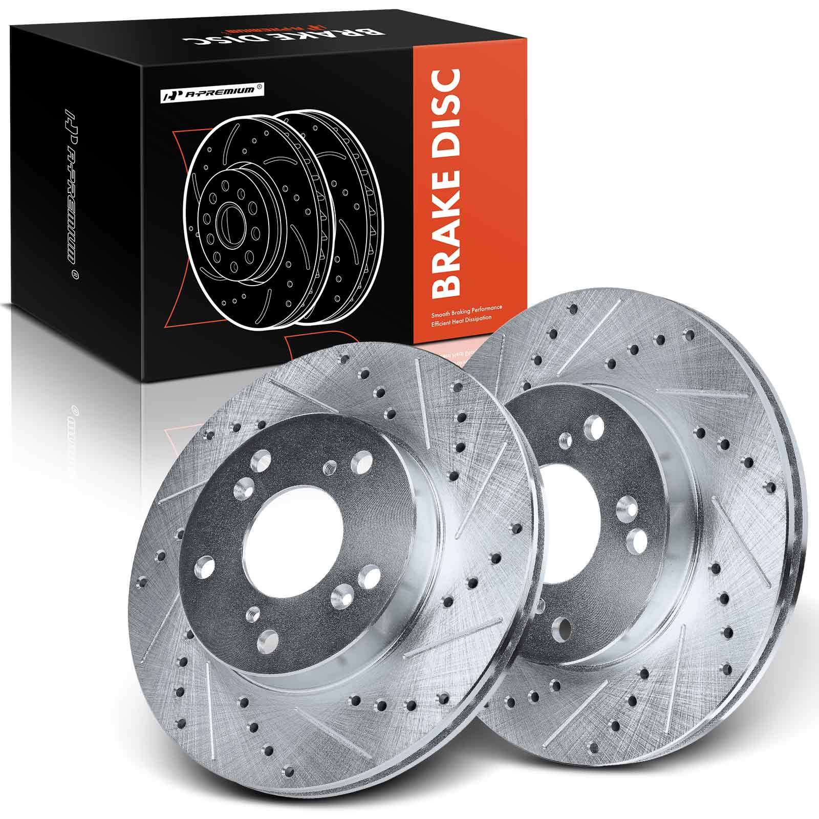 A-Premium Front Side Drilled Brake Rotors for Honda Civic 2012-2015 Acura ILX