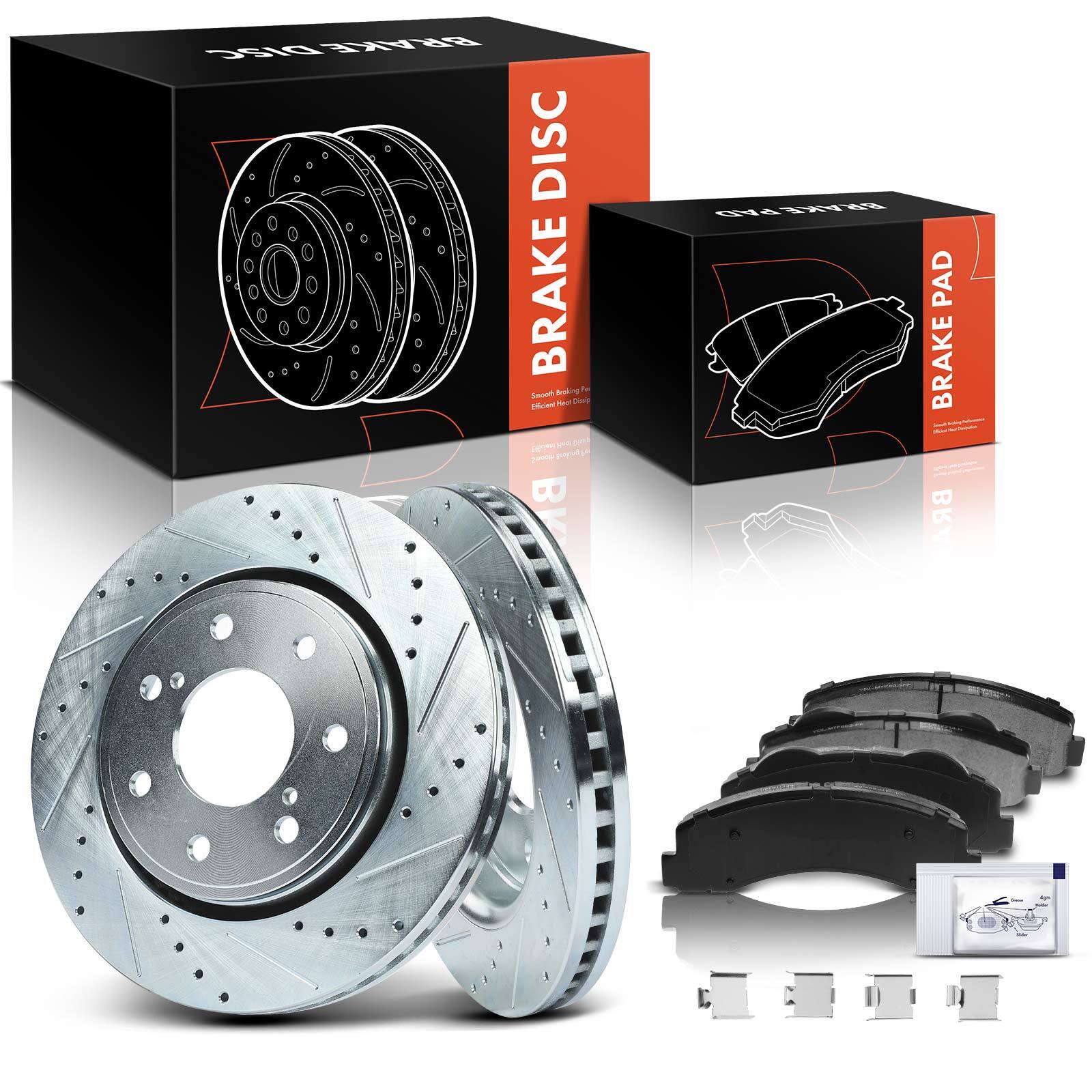 New Front Side Drilled Brake Rotors & Ceramic Brake Pad for Ford F-150 2010-2017