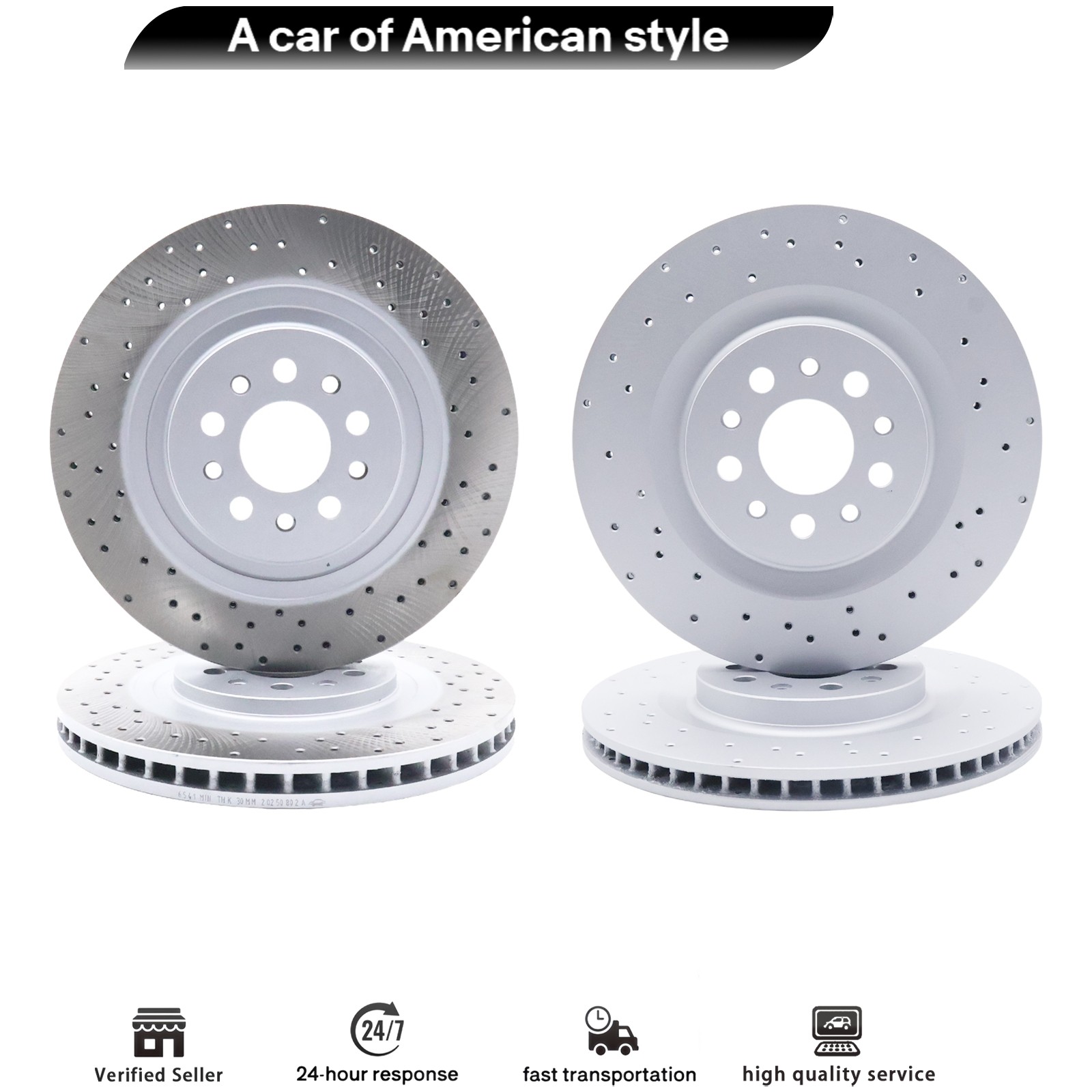 4PCS Durable Drilled Vent Rotors For Maserati Ghibli Quattroporte 2017-2022