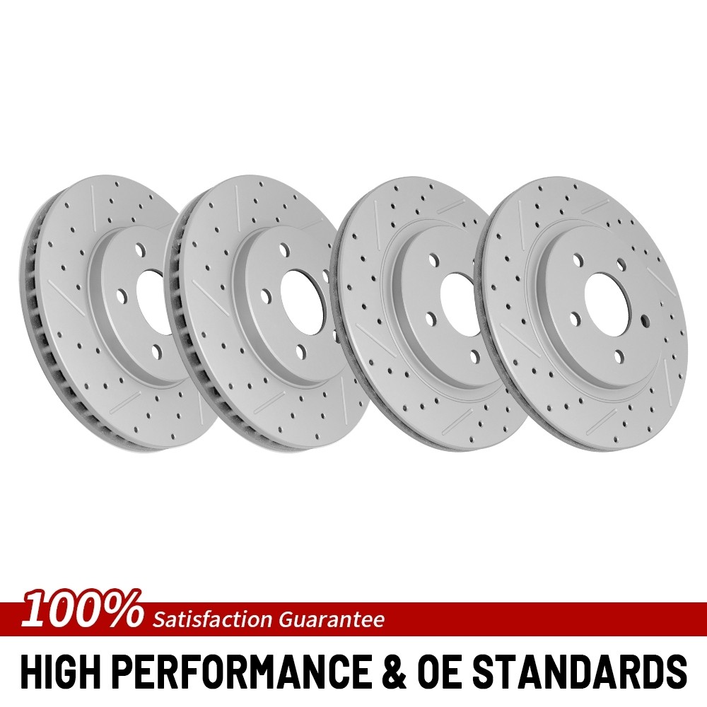 Front & Rear Drilled Brake Rotors For 2005 2006 2007-2010 Ford Mustang Base 4.0L