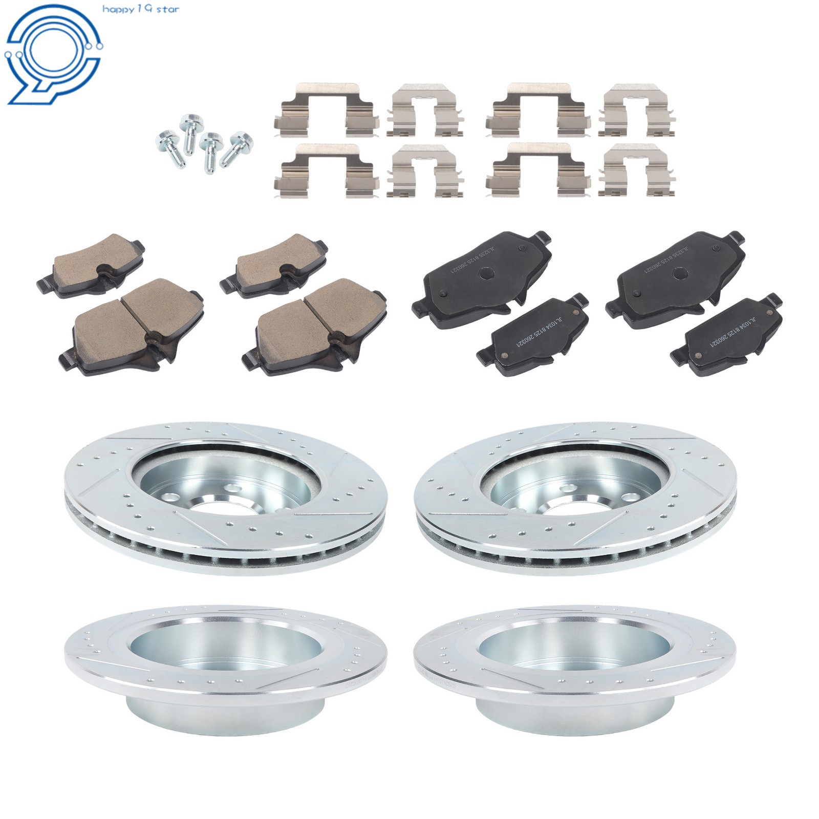Front & Rear Drilled Brake Rotor & Brake Pads For Mini Cooper F56/ F57 2015-2016