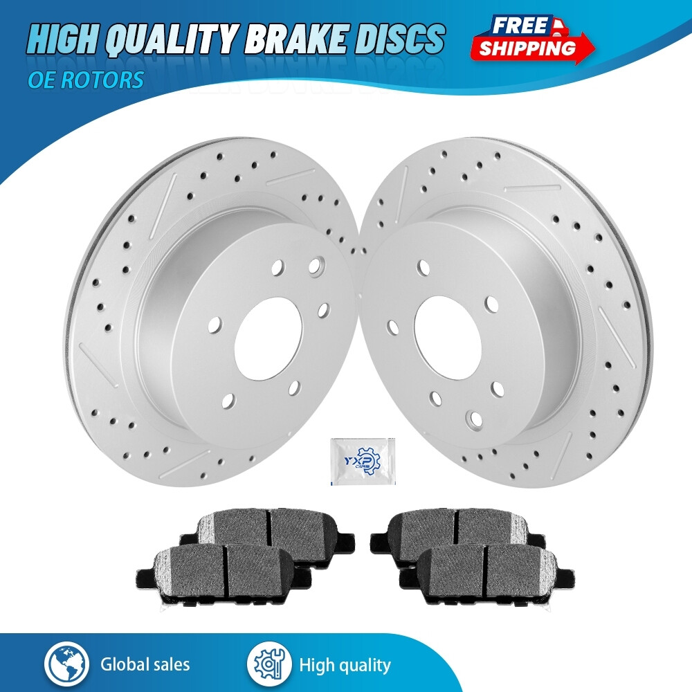 Rear Drilled Rotors + Ceramic Brake Pads for Nissan Rogue LEAF Juke X-Trail G35