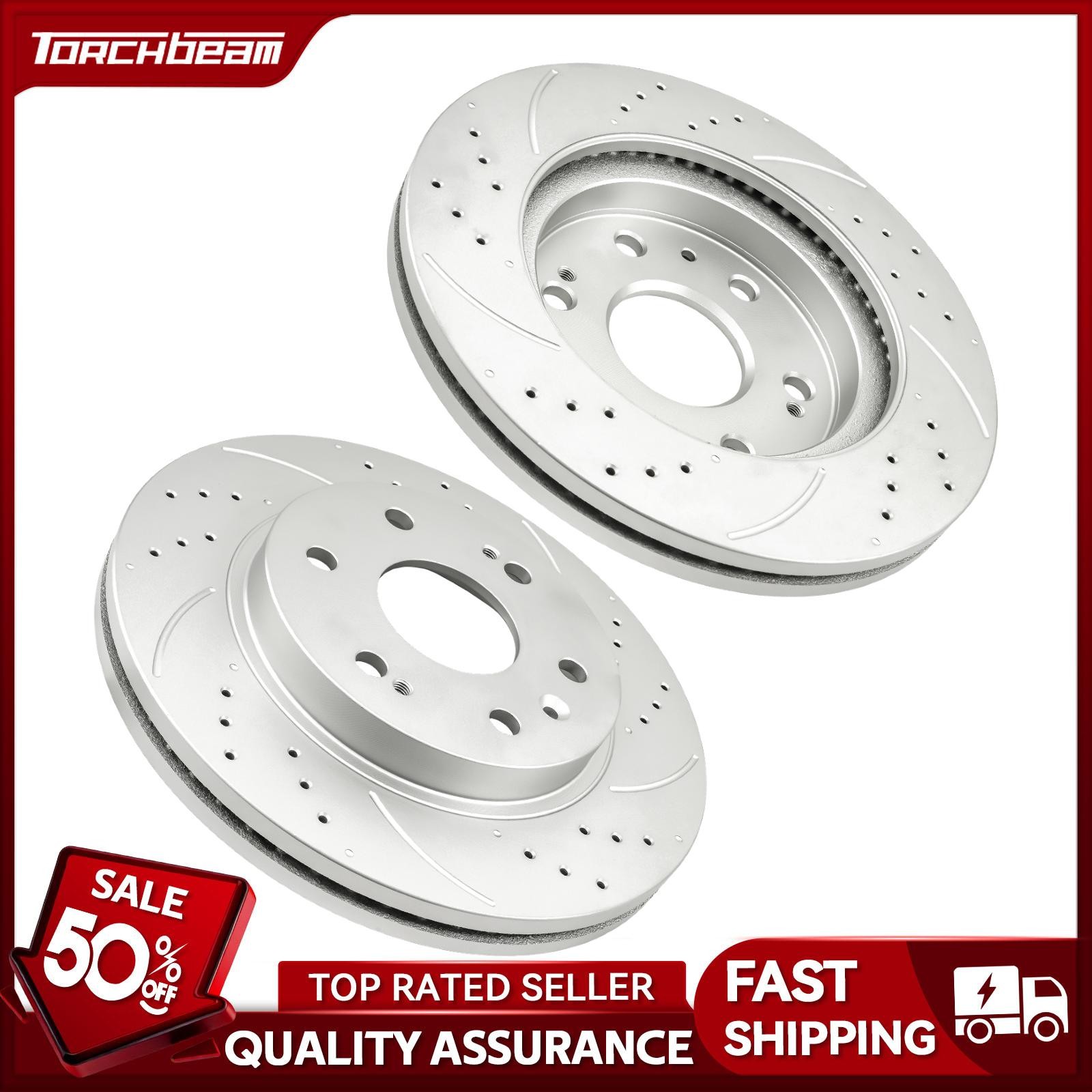 Set of 2 13’’ Front Drilled Slotted Brake Rotors For Silverado Sierra 1500 55097