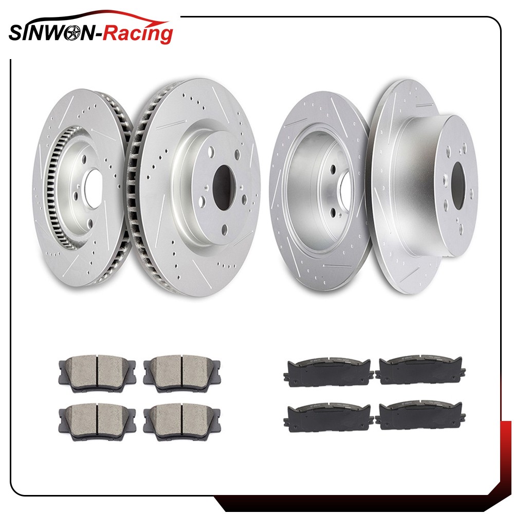 Front & Rear 4X Brake Discs Rotors and 8X Ceramic Pads For Toyota Avalon 2008-12