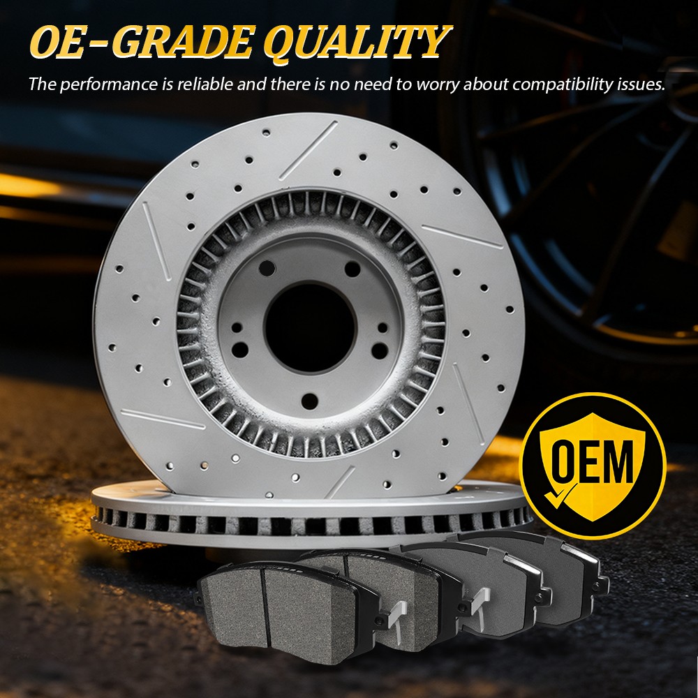 280mm Front Drilled Rotors Brake Pads Kit for Hyundai Elantra Veloster Kia Forte