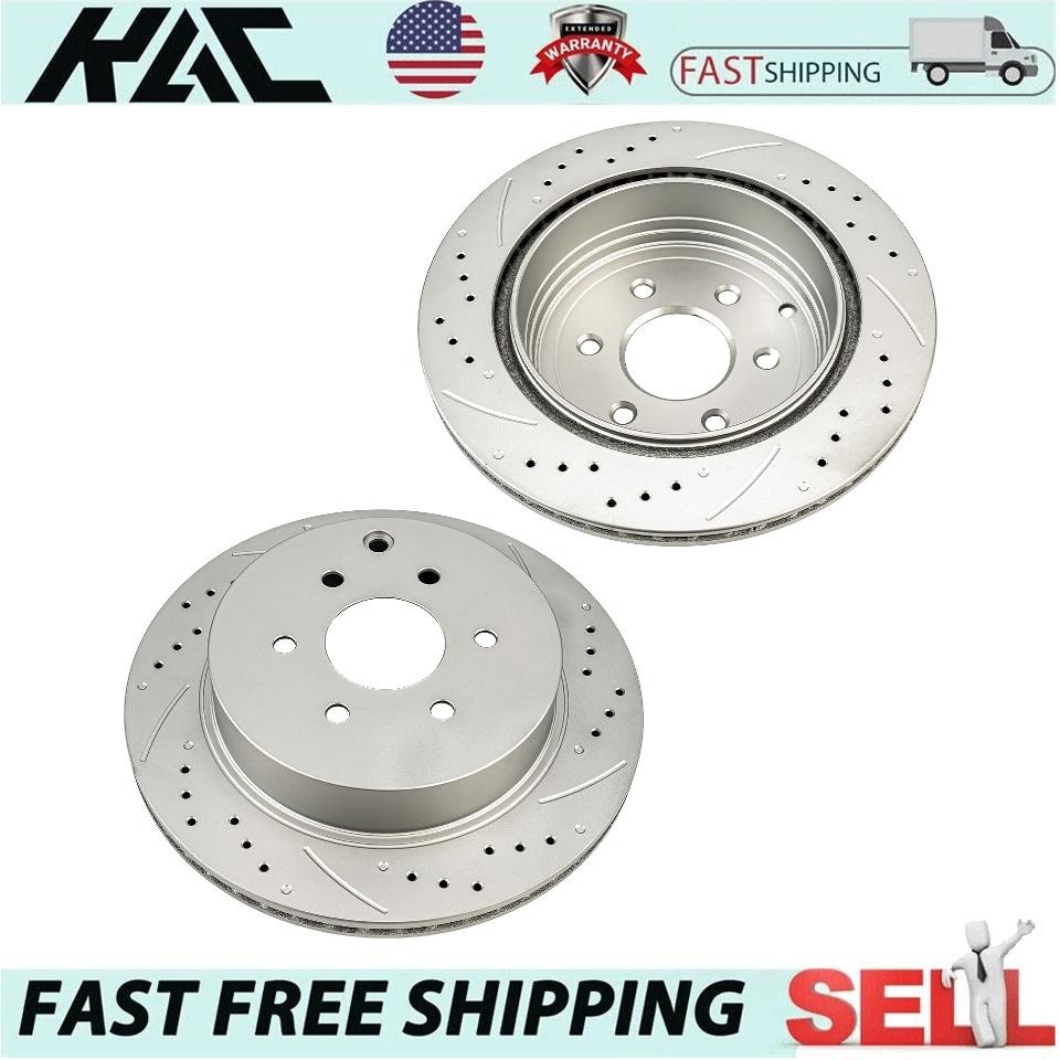 2x Rear Drilled & Slotted Rotors for 2005-2012 Nissan Pathfinder 2004 Pathfinder