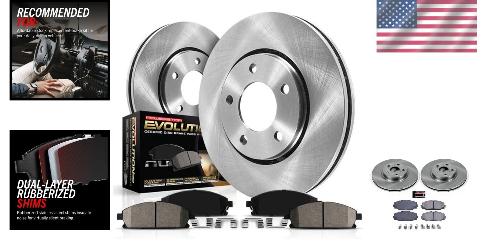 Front Brake Kit with Low-Dust Z17 Pads & Smooth Rotors for Select Toyota Models