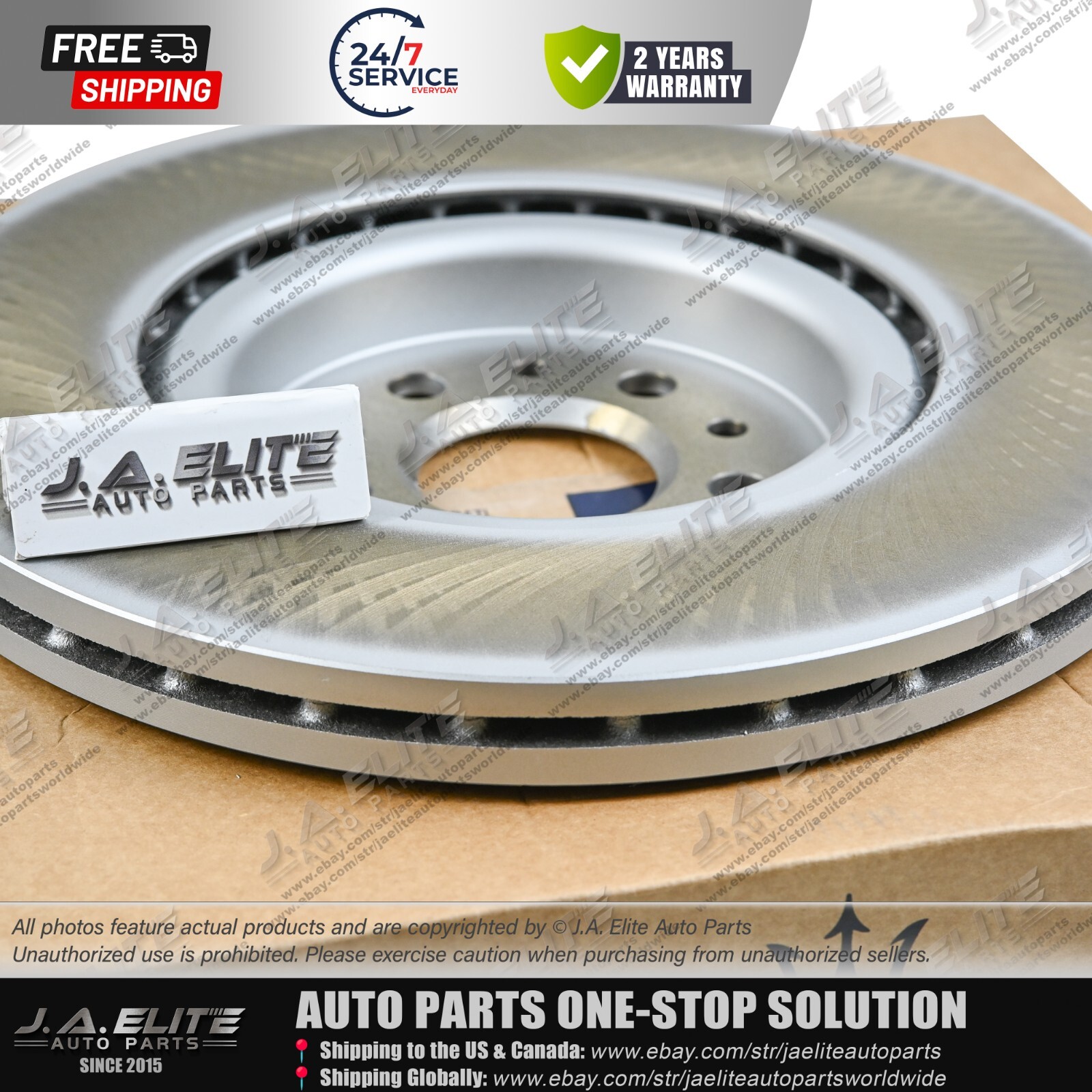 2pcs Front Brake Rotor Without Holes fit Maserati Ghibli Quattroporte, 670032734