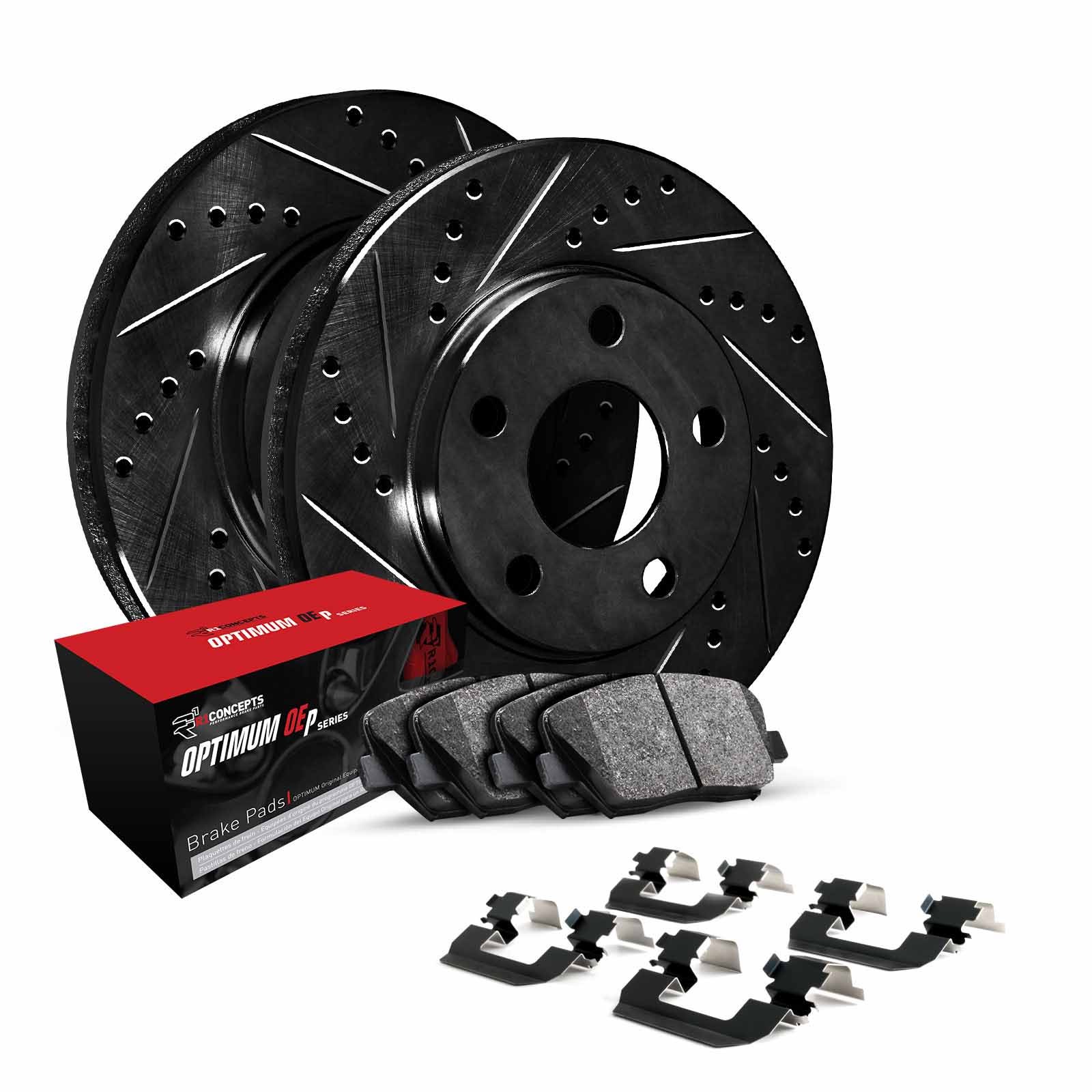 R1 Concepts Whuh1 54152 R1 Brake Rotors D S Black W Optimum Oe Pads Hdw