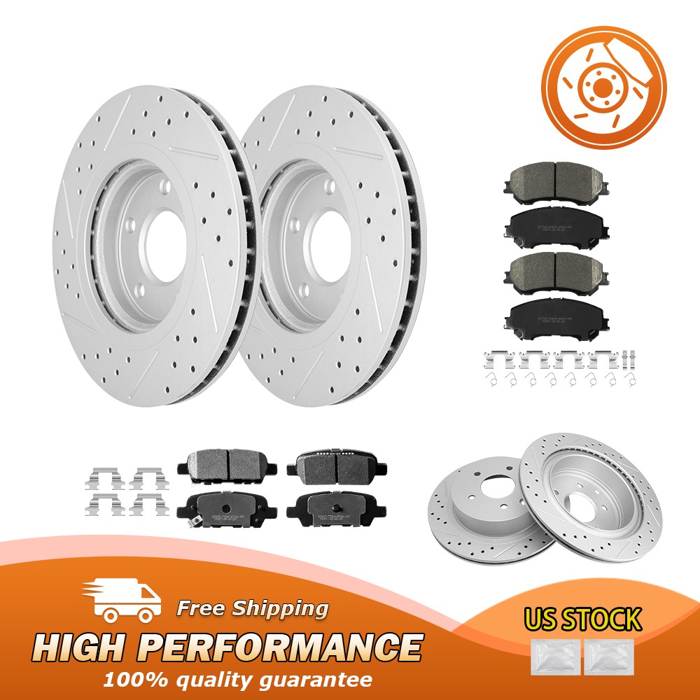 Front & Rear Disc Brake Rotors + Brake Pads for 2014 2015 2016 2017 Nissan Rogue