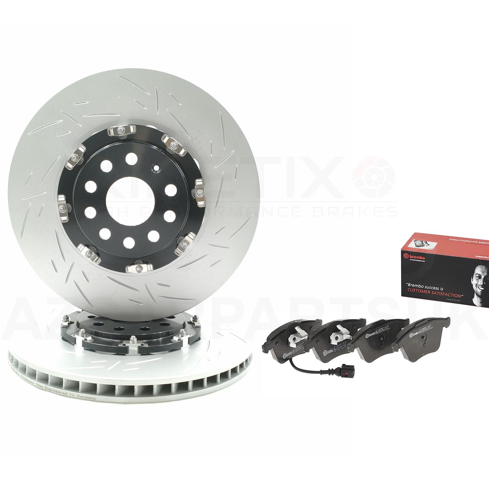 FOR AUDI S3 8P TWO PIECE FLOATING FRONT BRAKE DISCS BREMBO PADS 345mm X 30mm