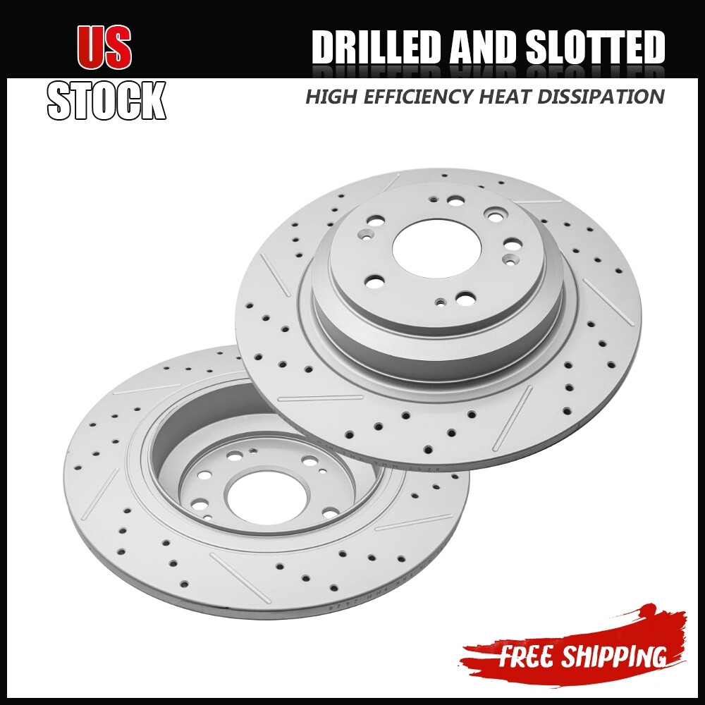 2X Rear Drilled Disc Brake Rotors For 2009 2010 2011 – 2014 Acura TL