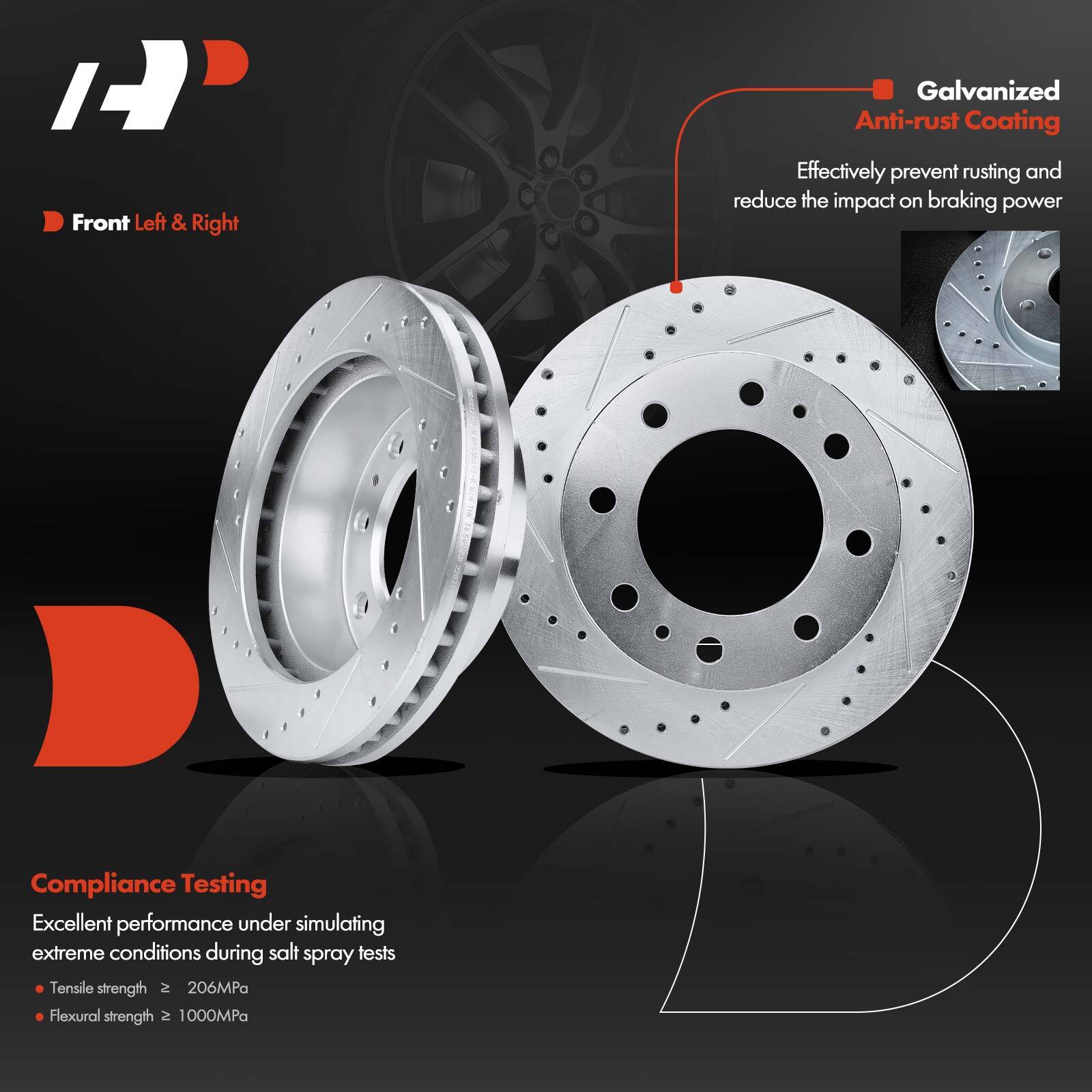 A-Premium Drilled Brake Rotors & Ceramic Pads for Chevrolet Silverado 2500 01-06