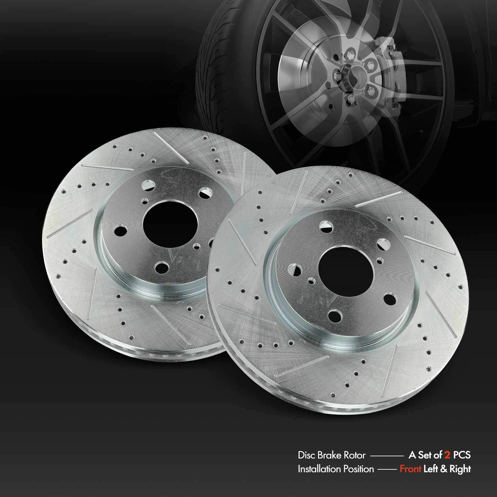 2Pcs Front Left & Right Drilled Brake Rotor for Lexus GS300 IS250 2009 2010-2015