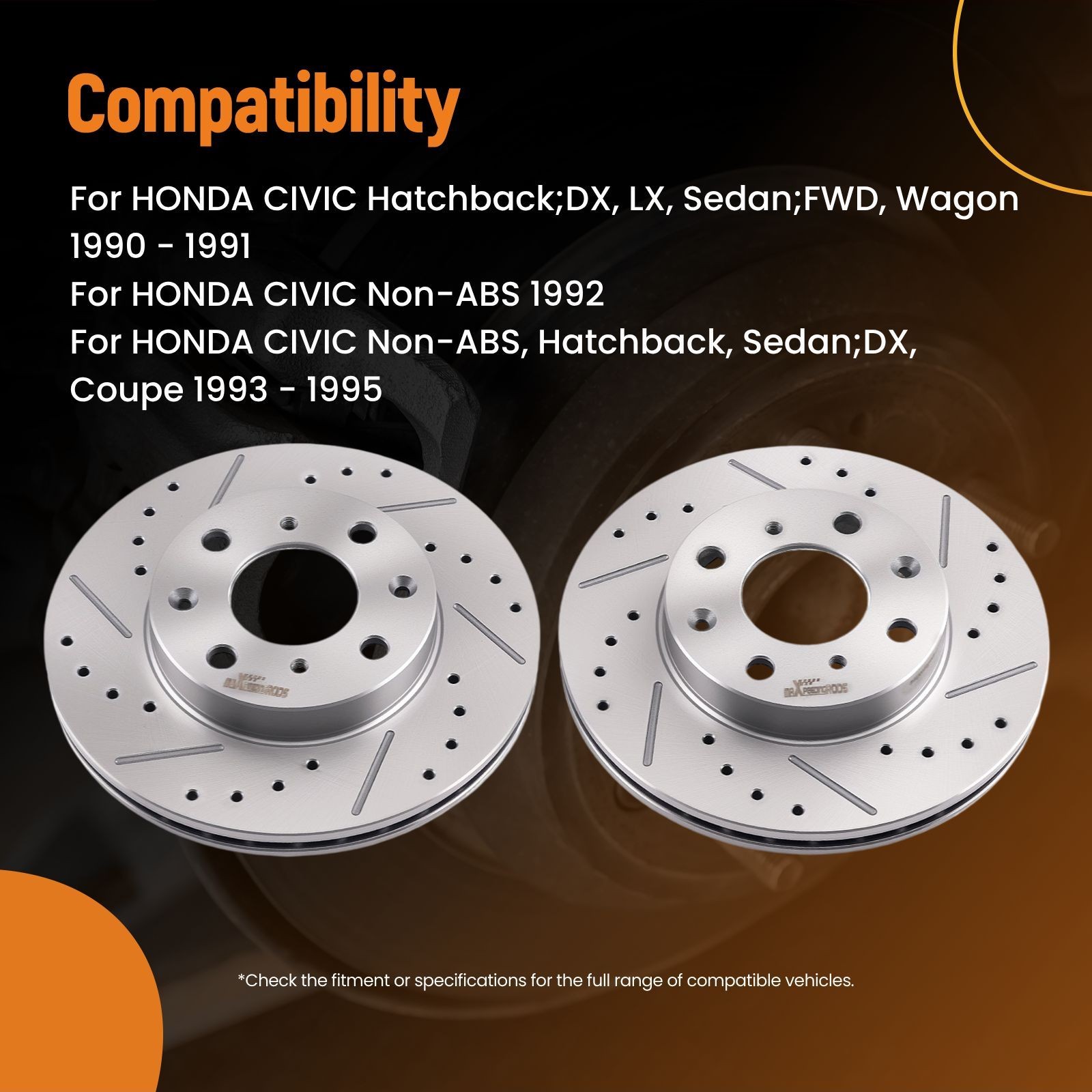 Front Left&Right Side Brake Rotors for Honda Civic 1990-2000/Civic Del Sol 93-97