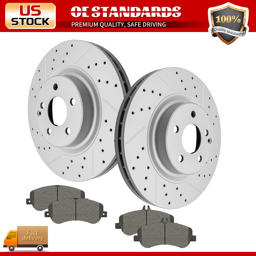 330mm Front Disc Rotors Ceramic Brake Pads for 13-15 Mercedes-Benz GLK250 GLK350