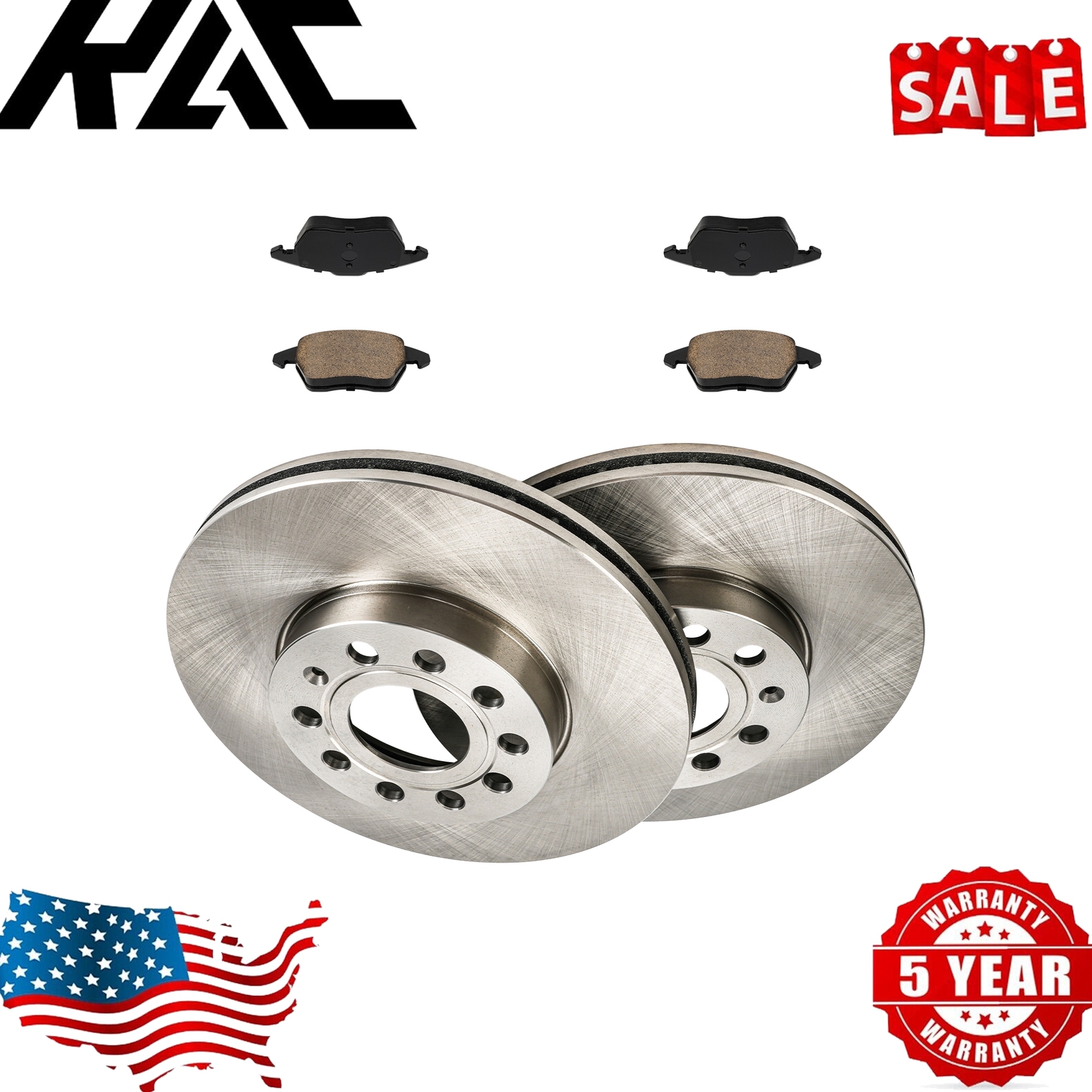 Plain Brake Rotor & Pad Front For VW Jetta 2005-14; Audi A3 2009-13 34303+D1107A