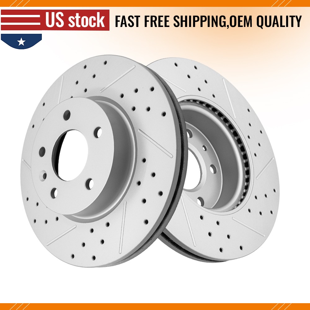 2Pcs Front Drilled Brake Disc Rotors For Cadillac ATS 2020-2024 Cadillac CT4