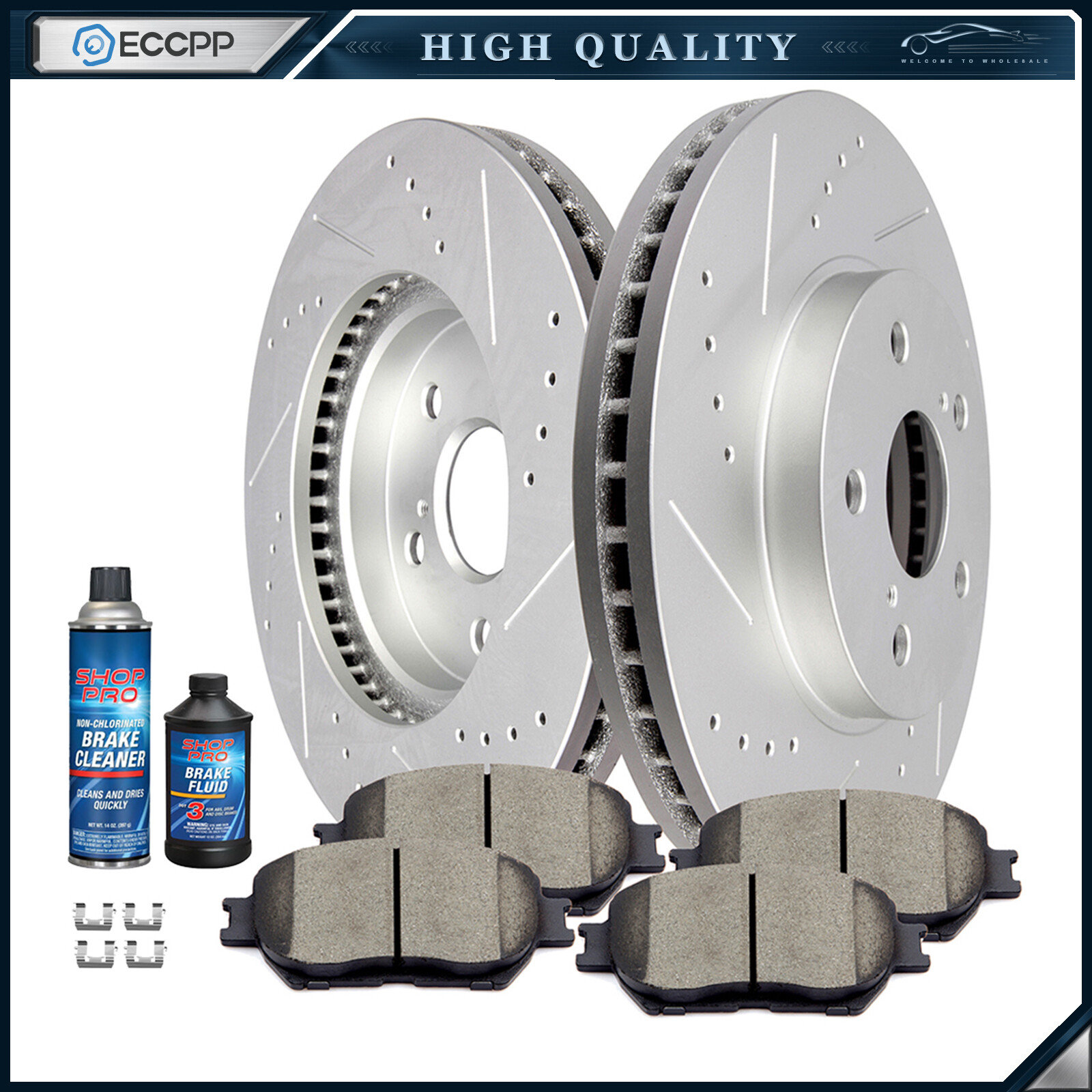 Front Drilled & Slotted Ceramic Brake Pads + Rotors For LEXUS IS250 Convertible