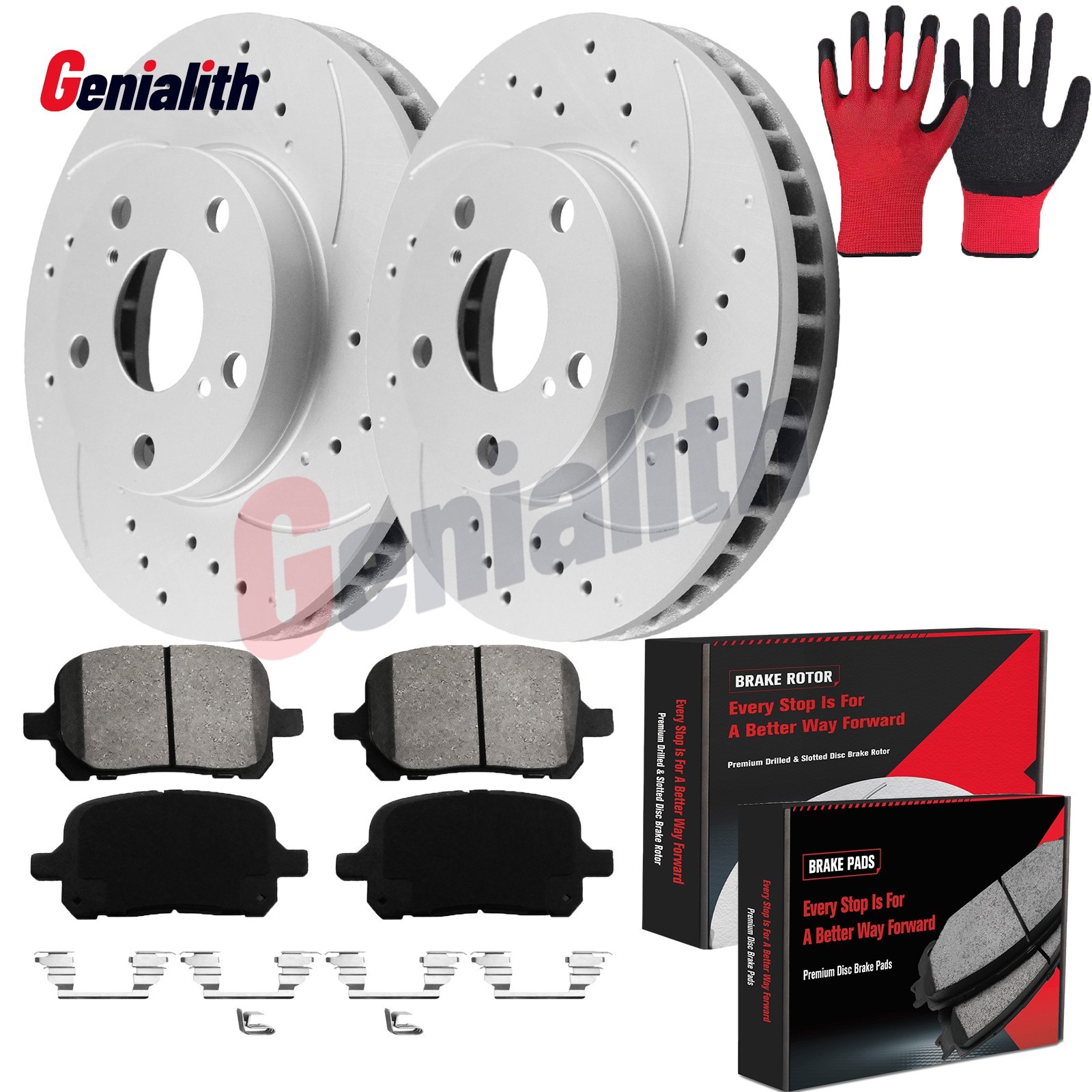 10.8in Front Drilled Disc Rotors Ceramic Brake Pads for 2000-2004 Toyota Avalon