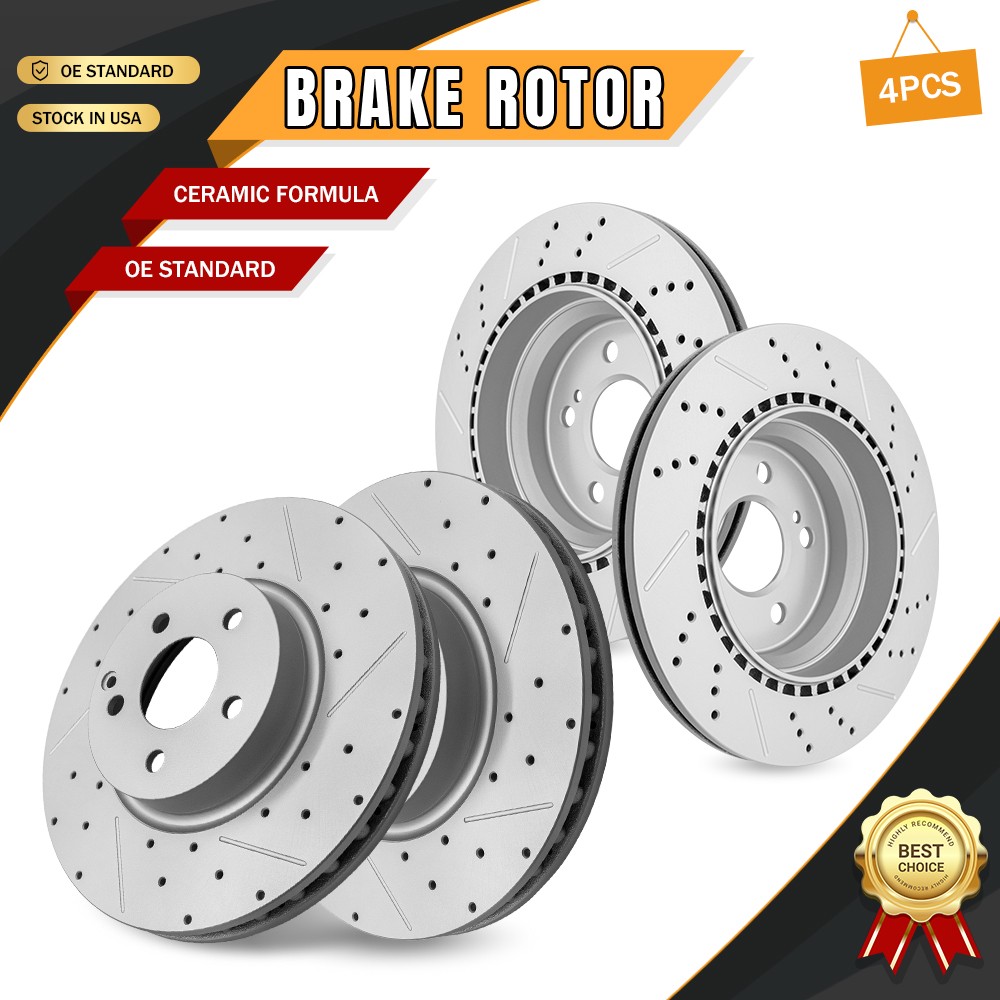 Front & Rear Disc Brake Rotors Set for Mercedes-Benz E350 Sedan Wagon 2011-2013