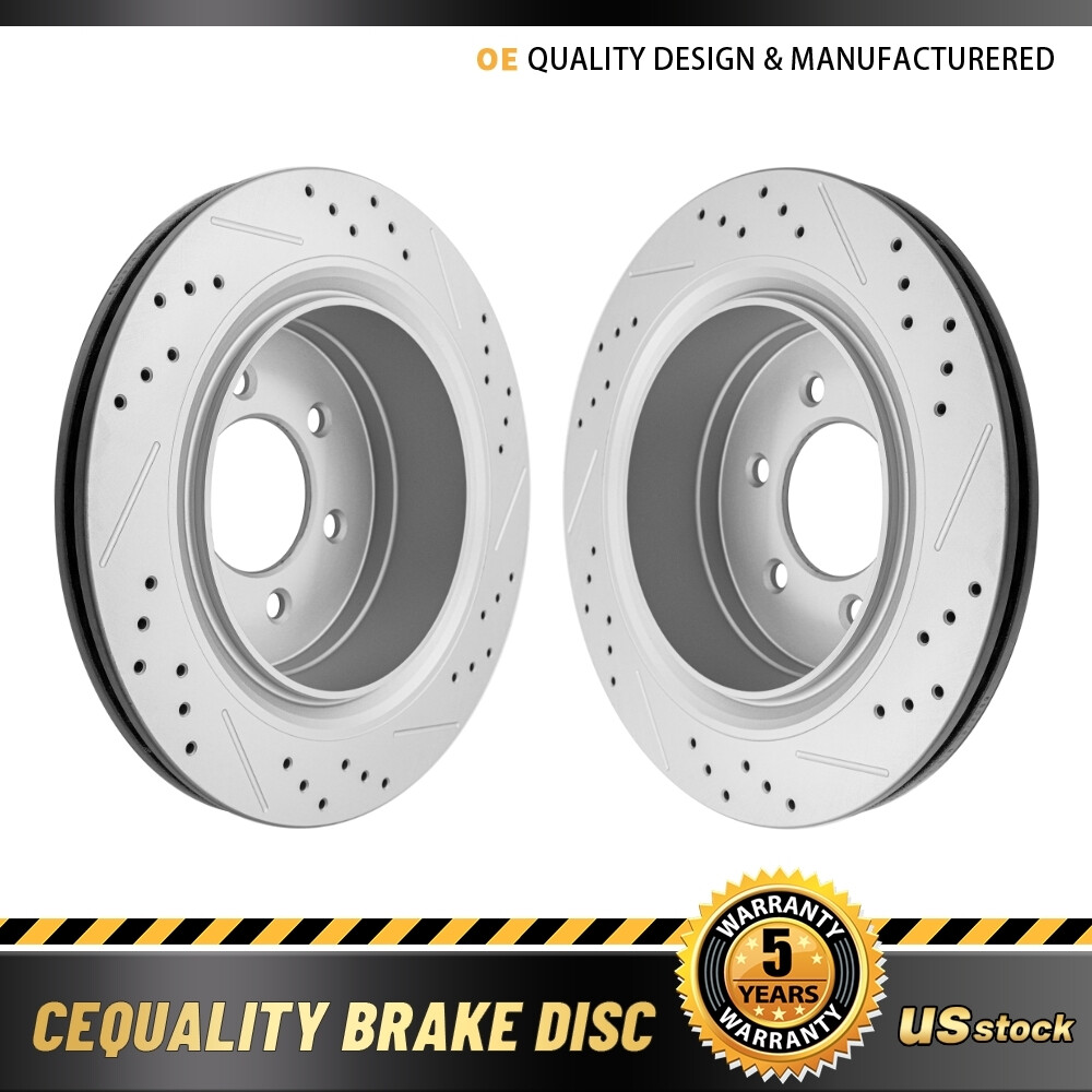Rear Drilled Slotted Brake Rotors For Ford F-150 w/ Manual Parking 2012 – 2020