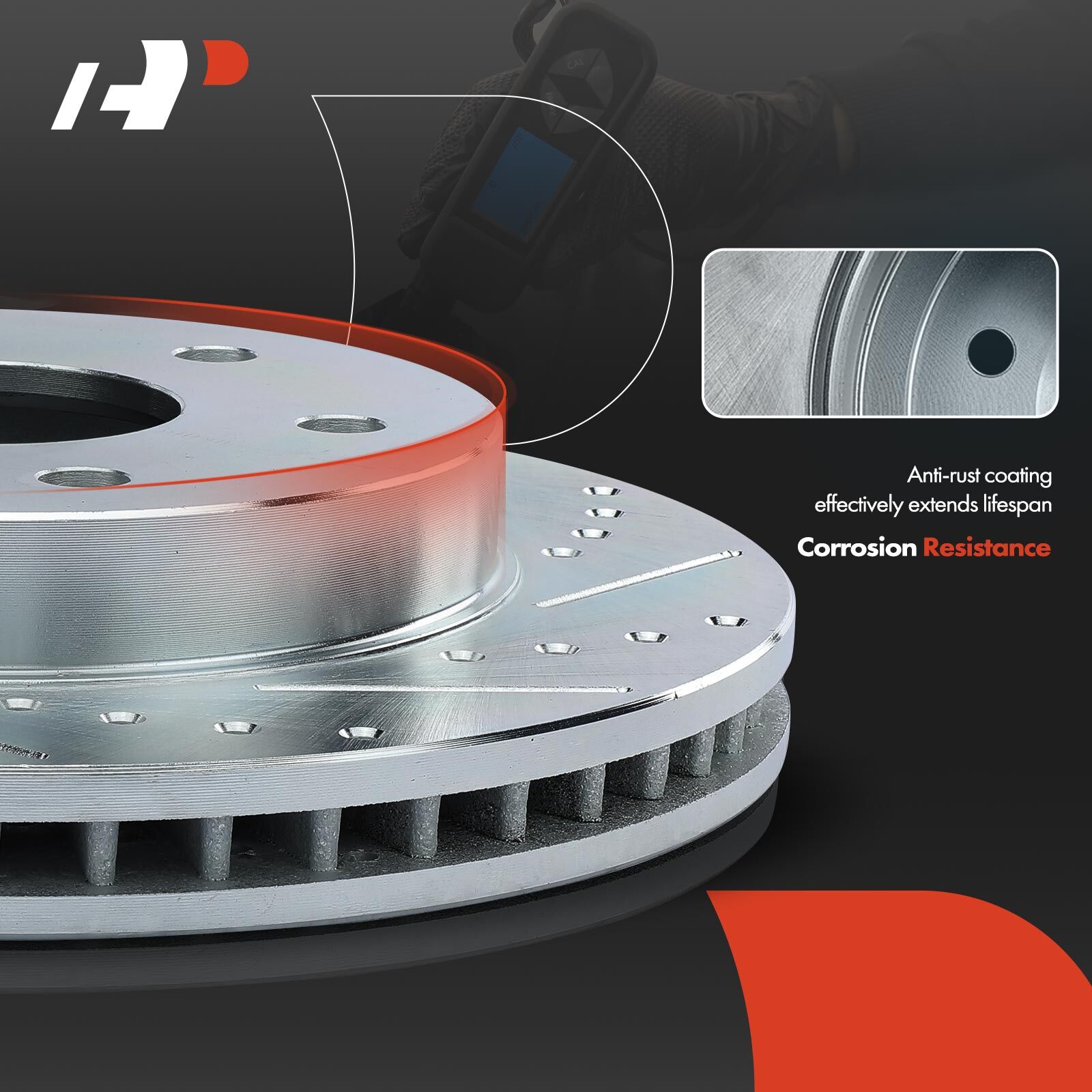 A-Premium Front Side Drilled Brake Rotors for Saab 9-3 2003-2011 9-3X 2010 2011