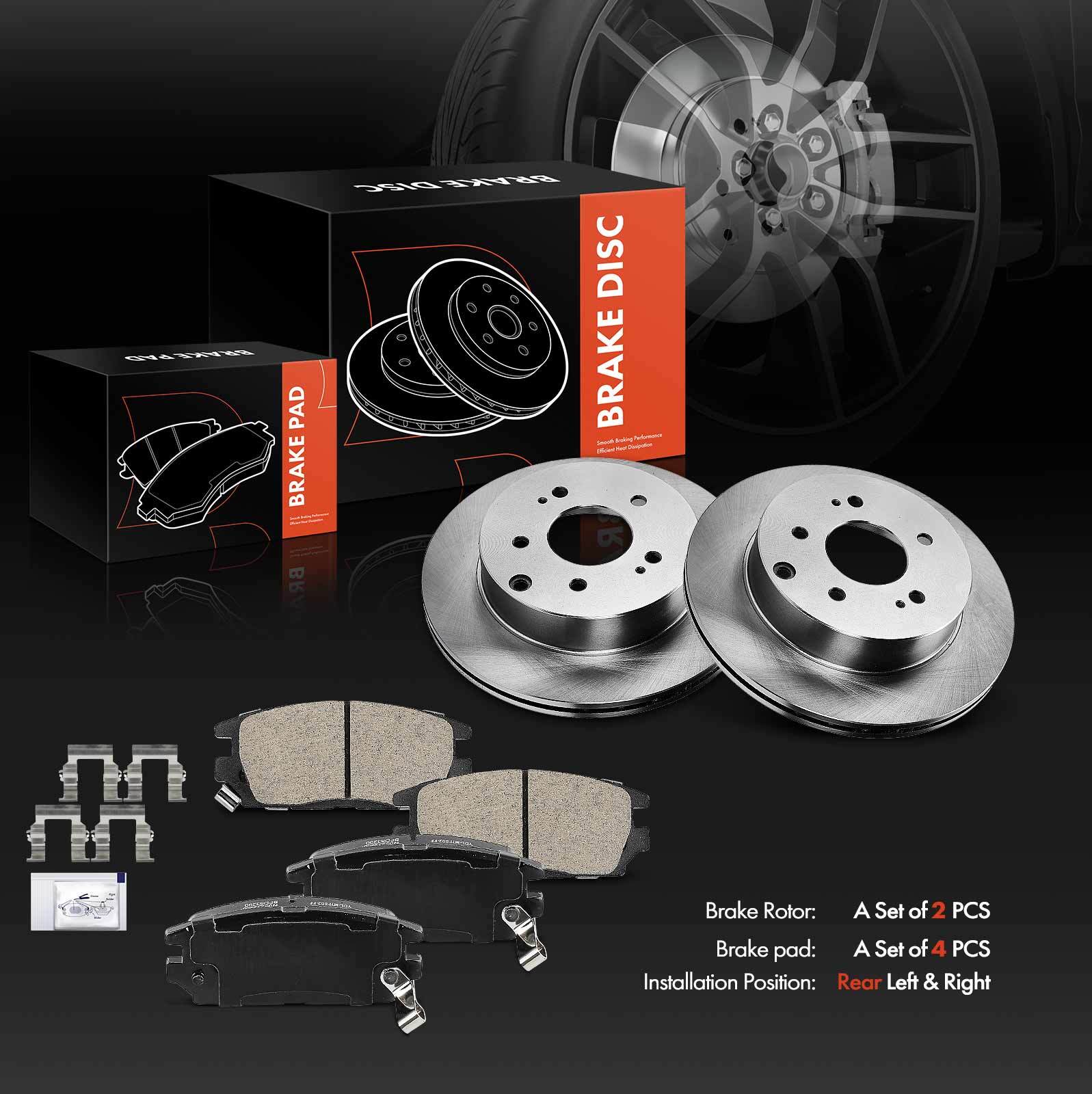6x Rear Disc Brake Rotors + Brake Pads for Mitsubishi Eclipse 2006-2012 Galant