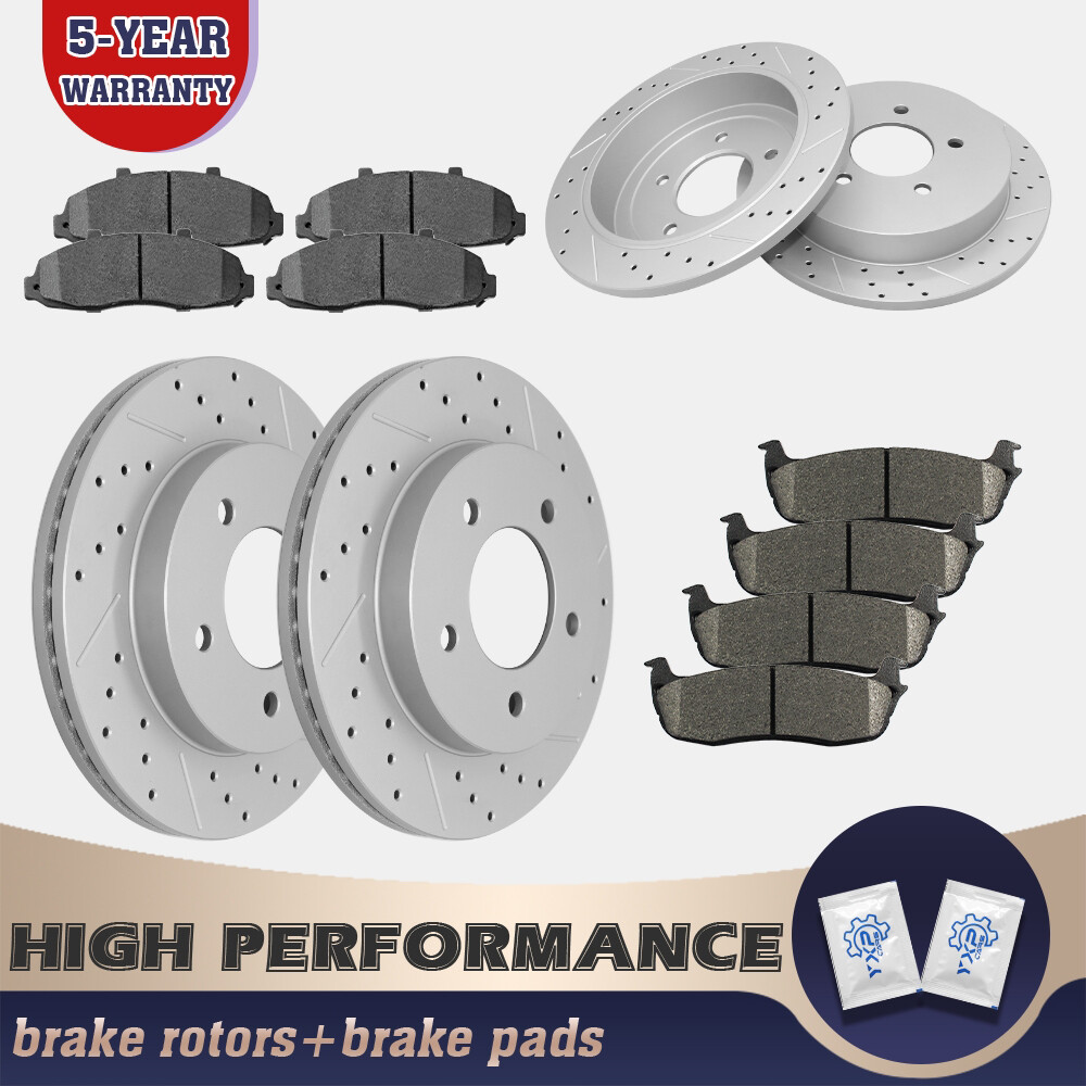Front & Rear Disc Brake Rotors Ceramic Brake Pads for 2000 2001-2003 Ford F-150